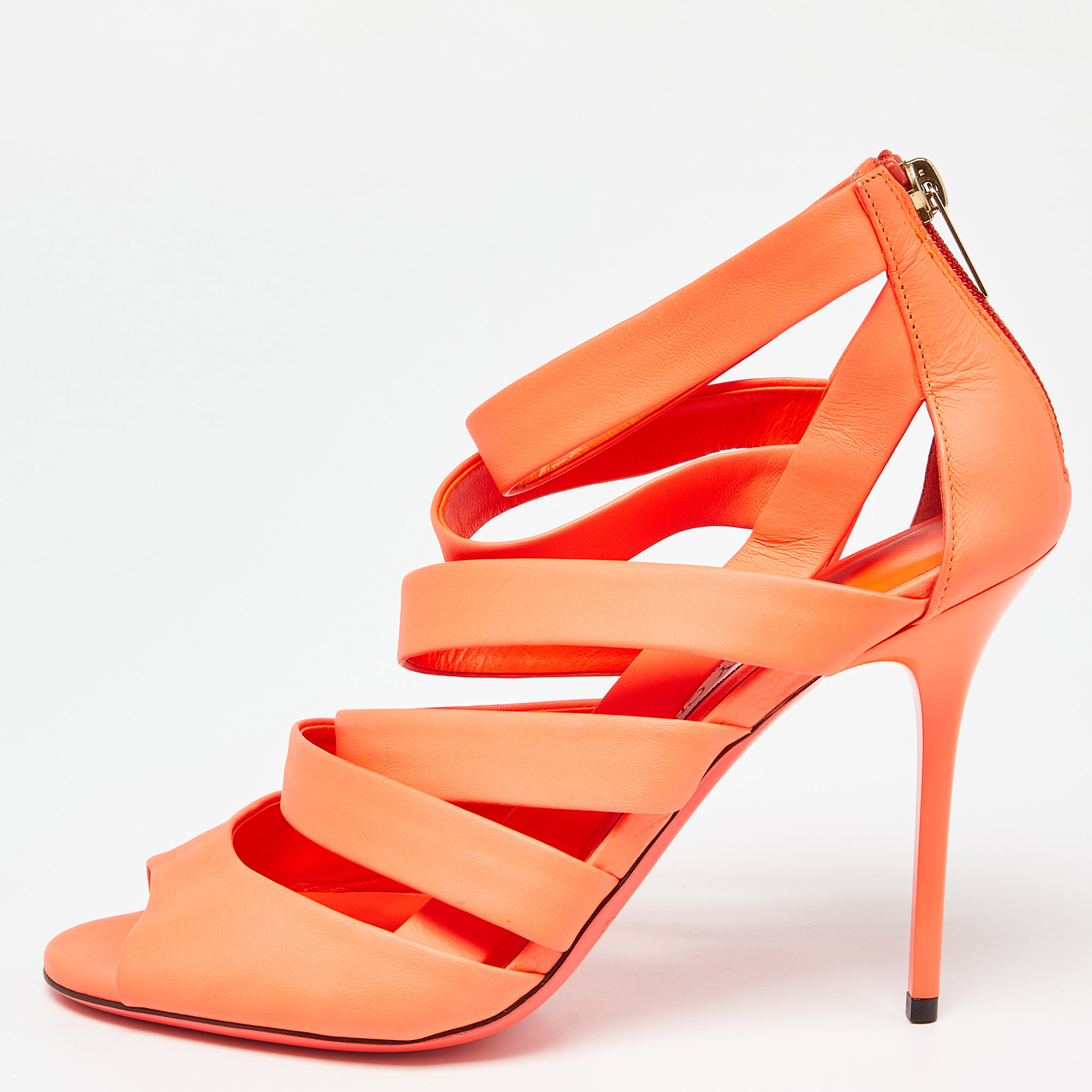 Jimmy Choo Neon Orange Dame Sandals Size 39