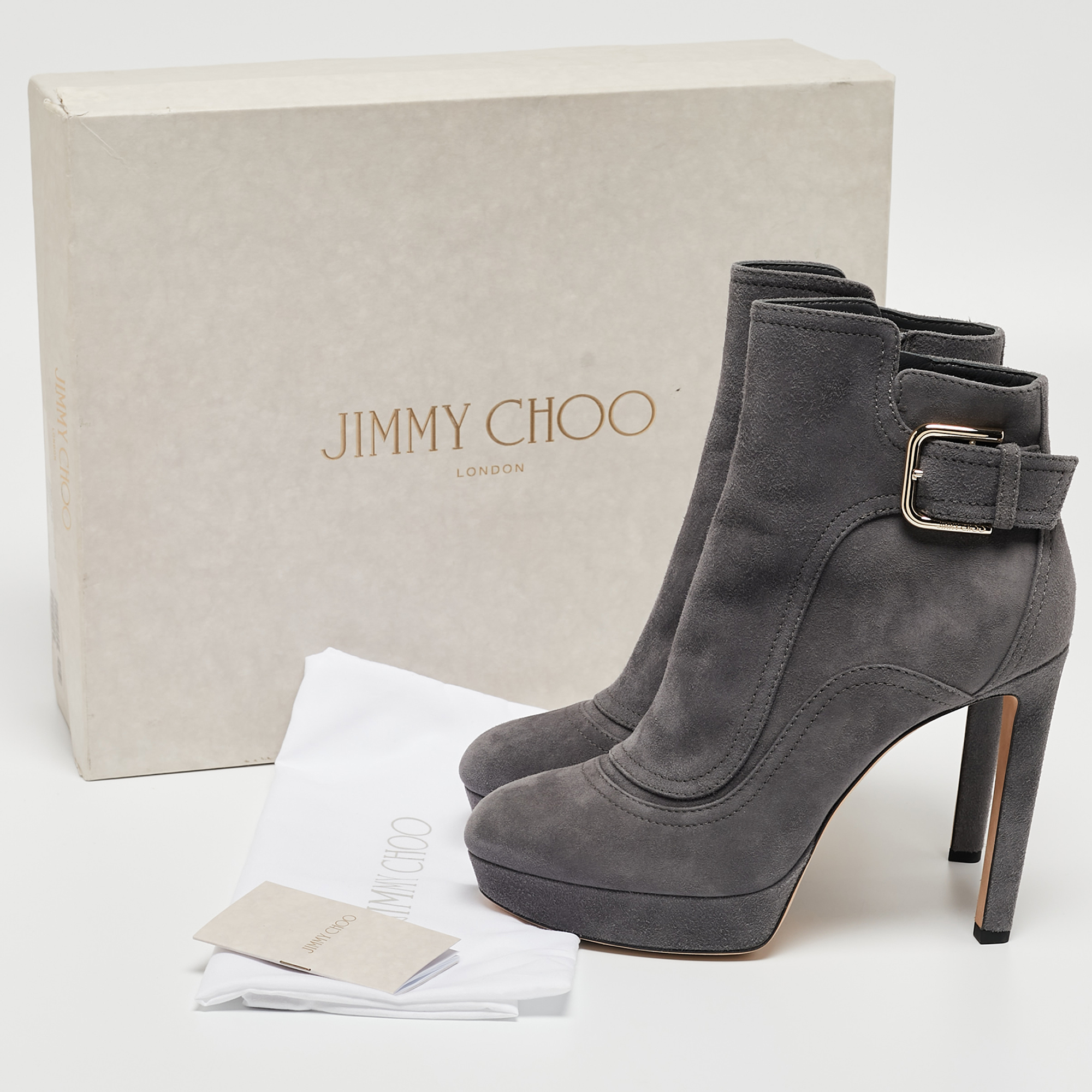 Jimmy Choo Grey Suede Britney Ankle Boots Size 39.5