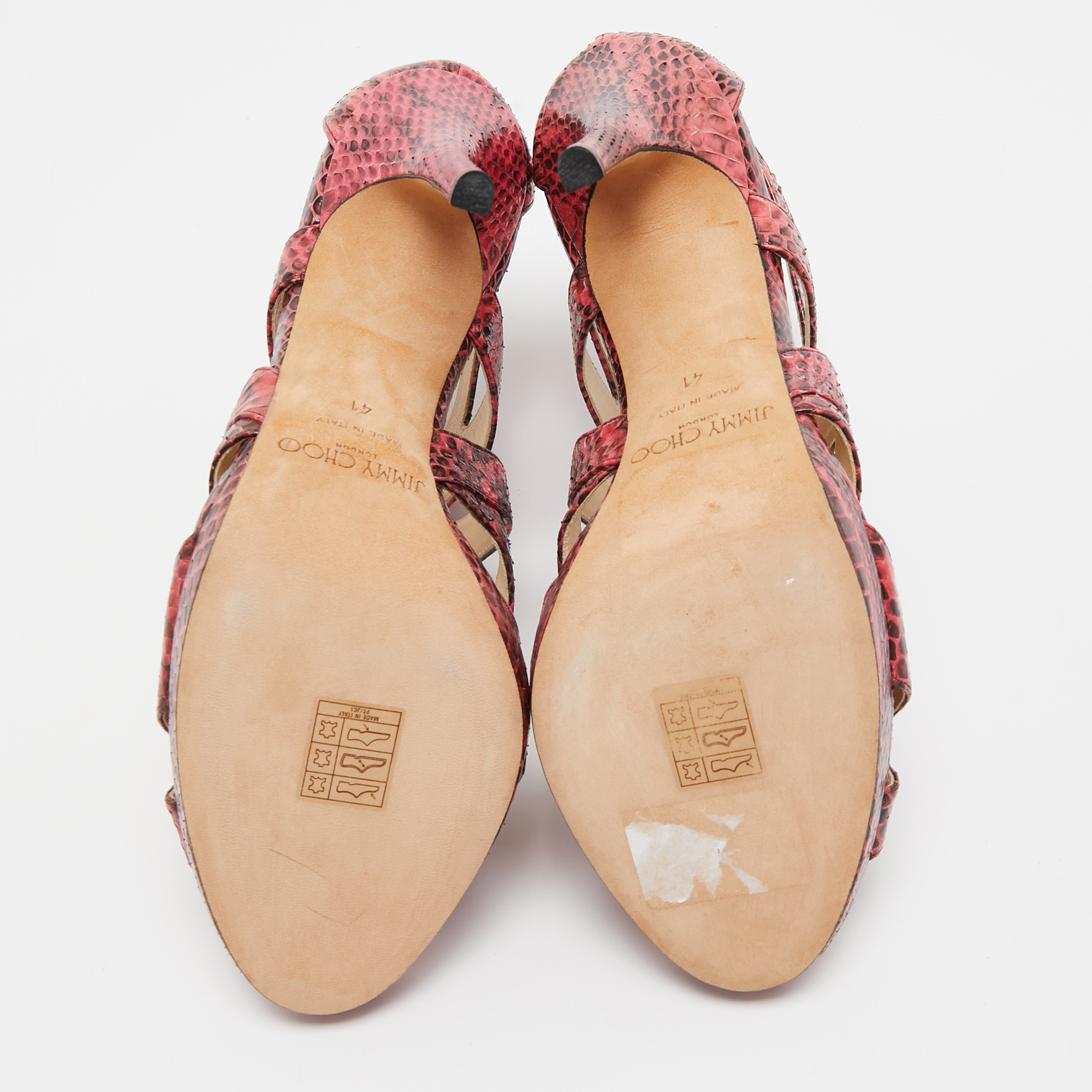 Jimmy Choo Pink Python Collar Platform Sandals Size 41