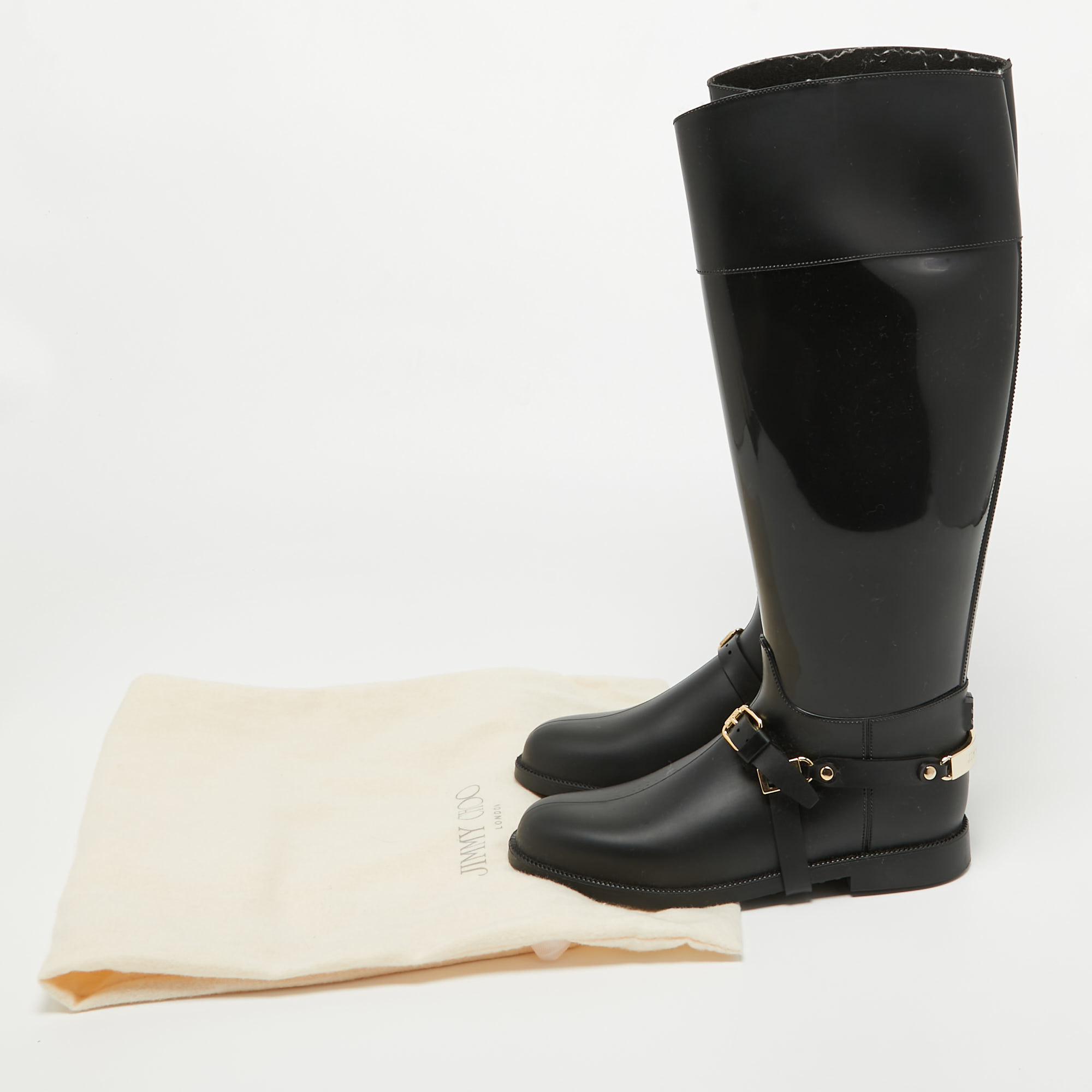 Jimmy Choo Black Rubber Rain Boots Size 36