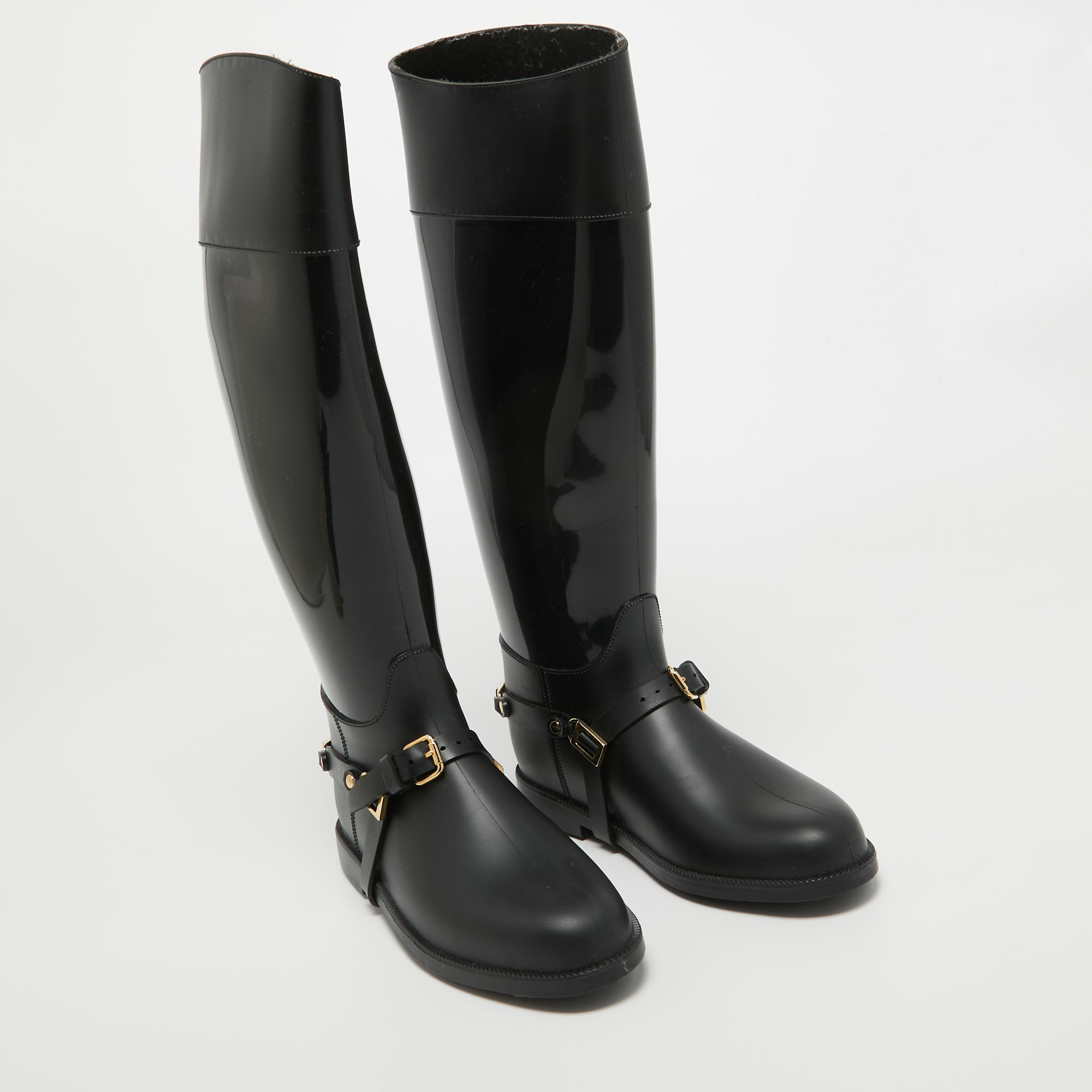 Jimmy Choo Black Rubber Rain Boots Size 36