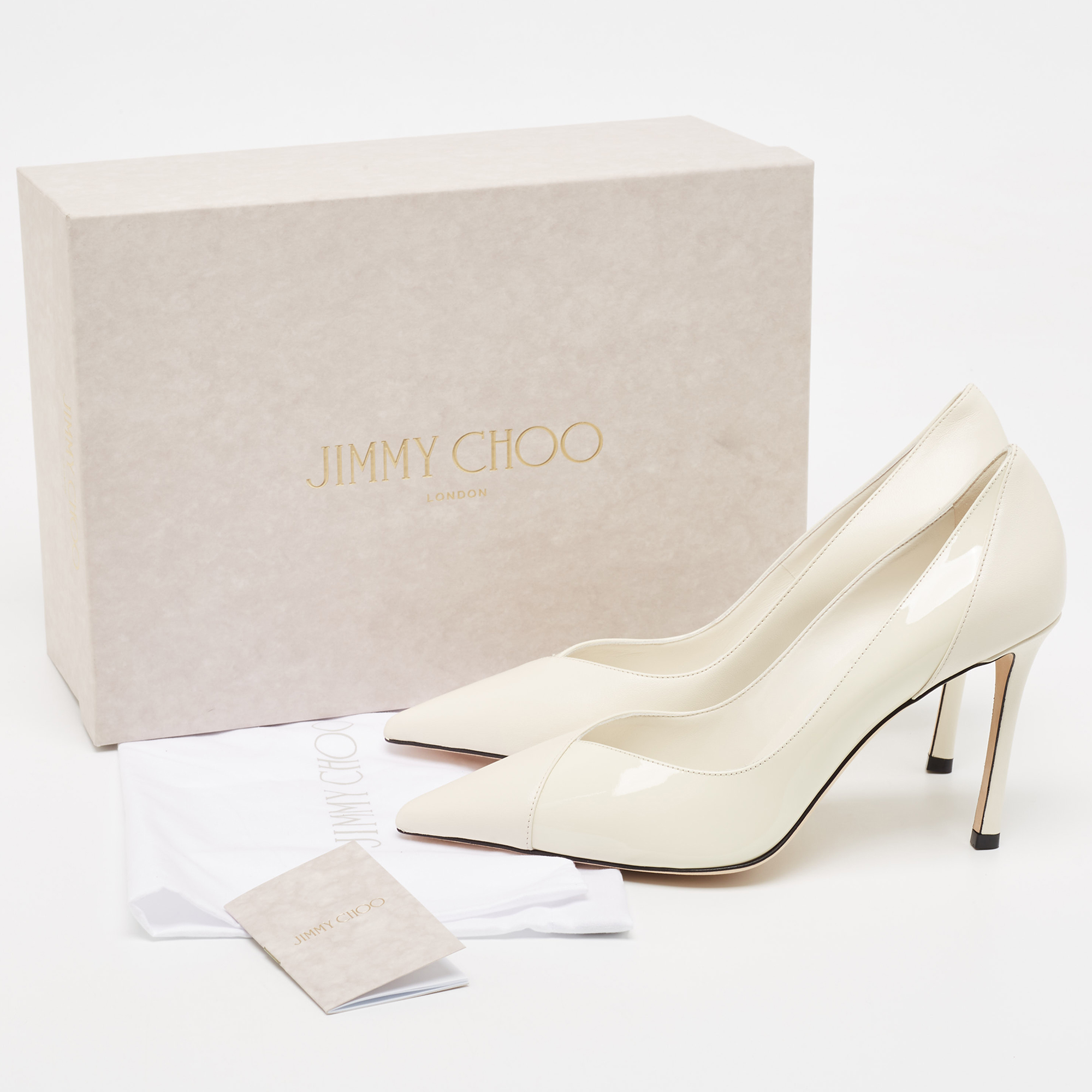 Jimmy Choo White Leather Cass Pointed Toe Pumps Size 38