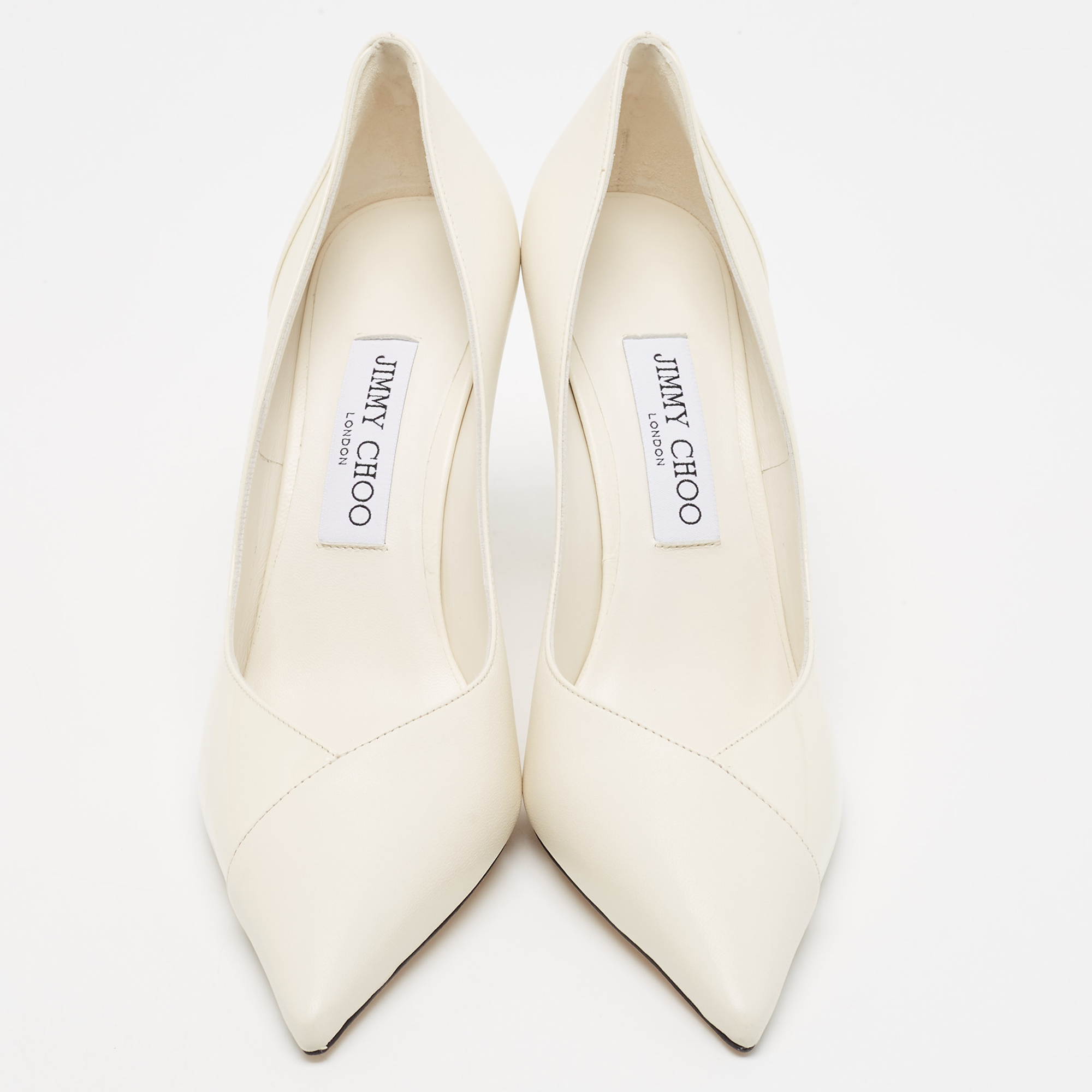 Jimmy Choo White Leather Cass Pointed Toe Pumps Size 38