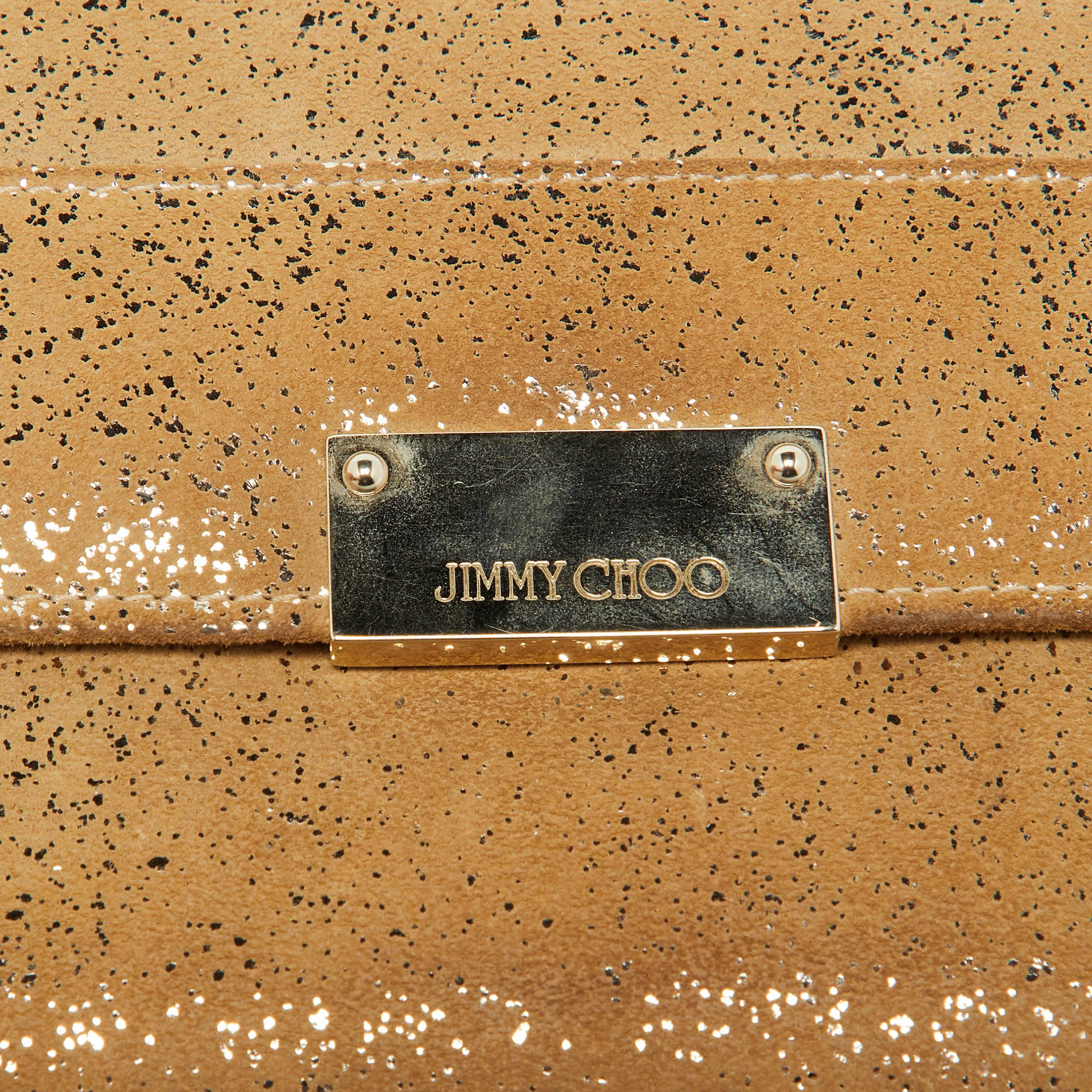 Jimmy Choo Gold Glitter Suede Reese Clutch