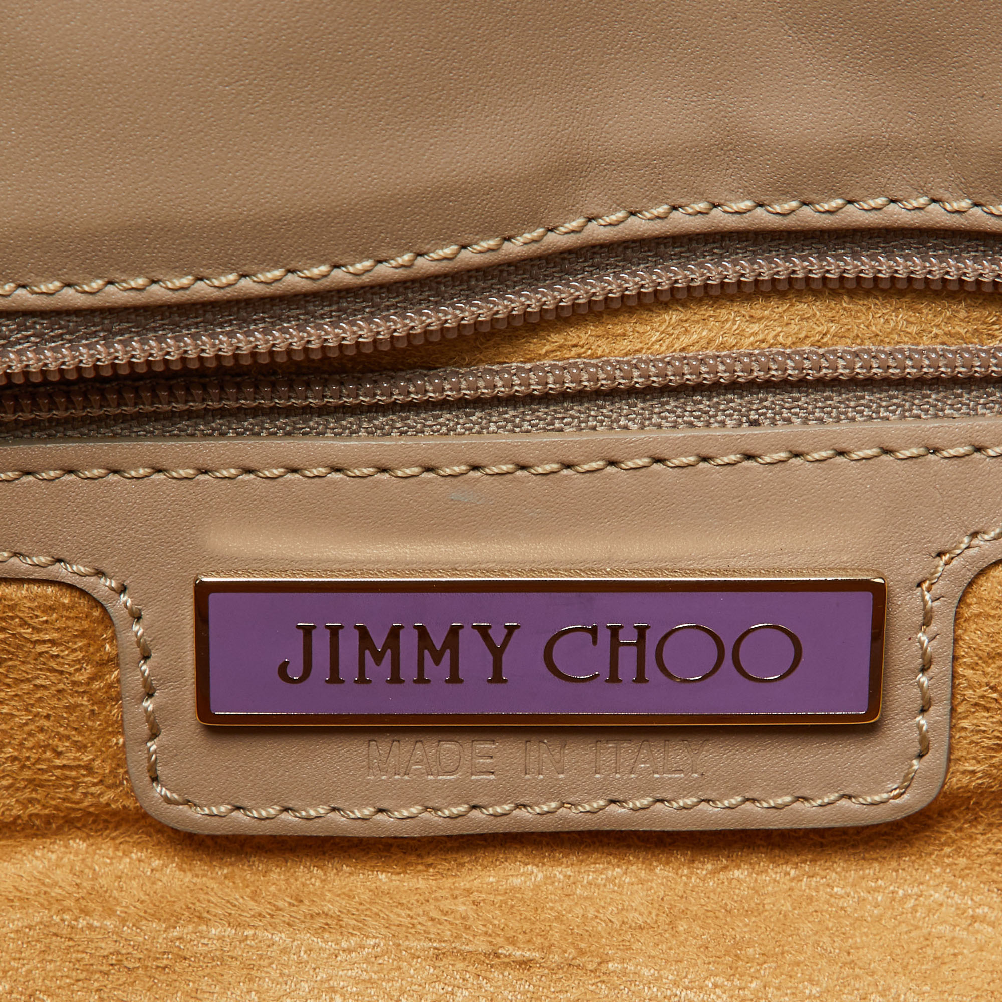 Jimmy Choo Beige Suede And Leather Flap Shoulder Bag