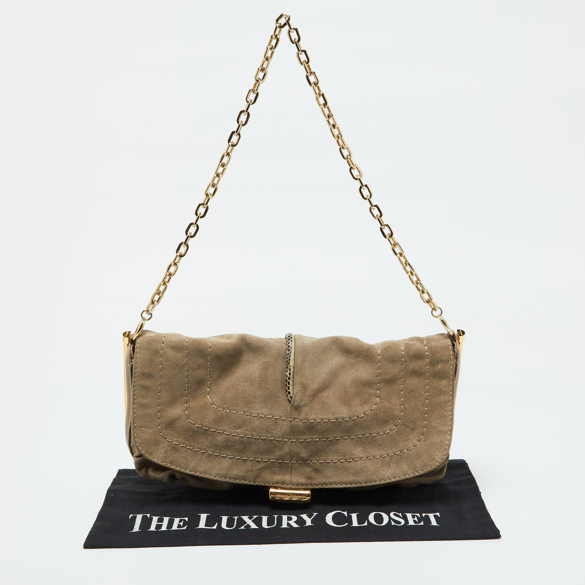 Jimmy Choo Beige Suede And Leather Flap Shoulder Bag