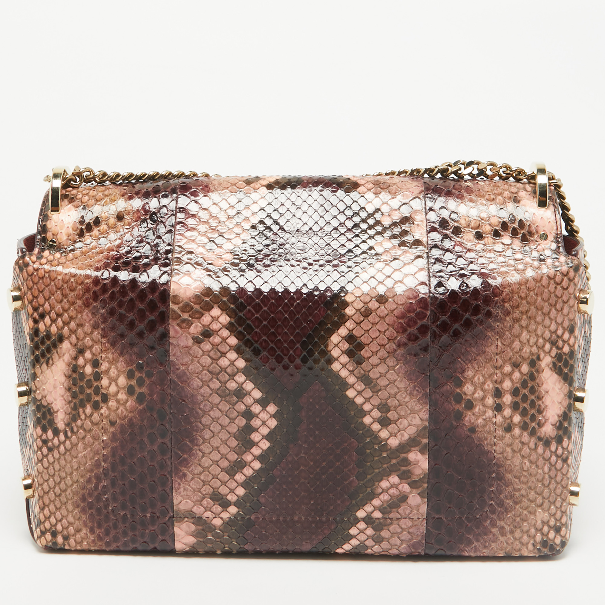 Jimmy Choo Burgundy/Multicolor Python Lockett City Shoulder Bag