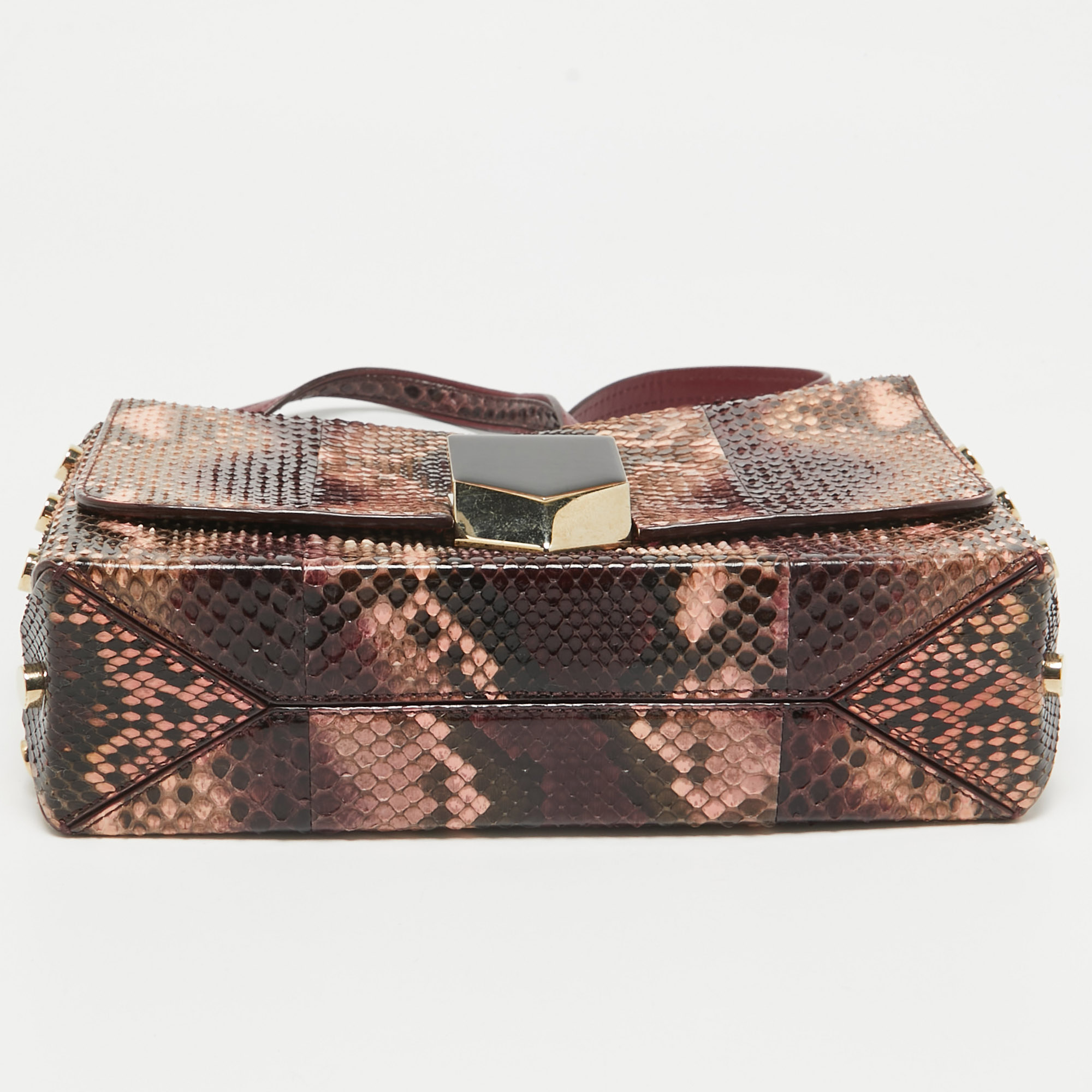 Jimmy Choo Burgundy/Multicolor Python Lockett City Shoulder Bag