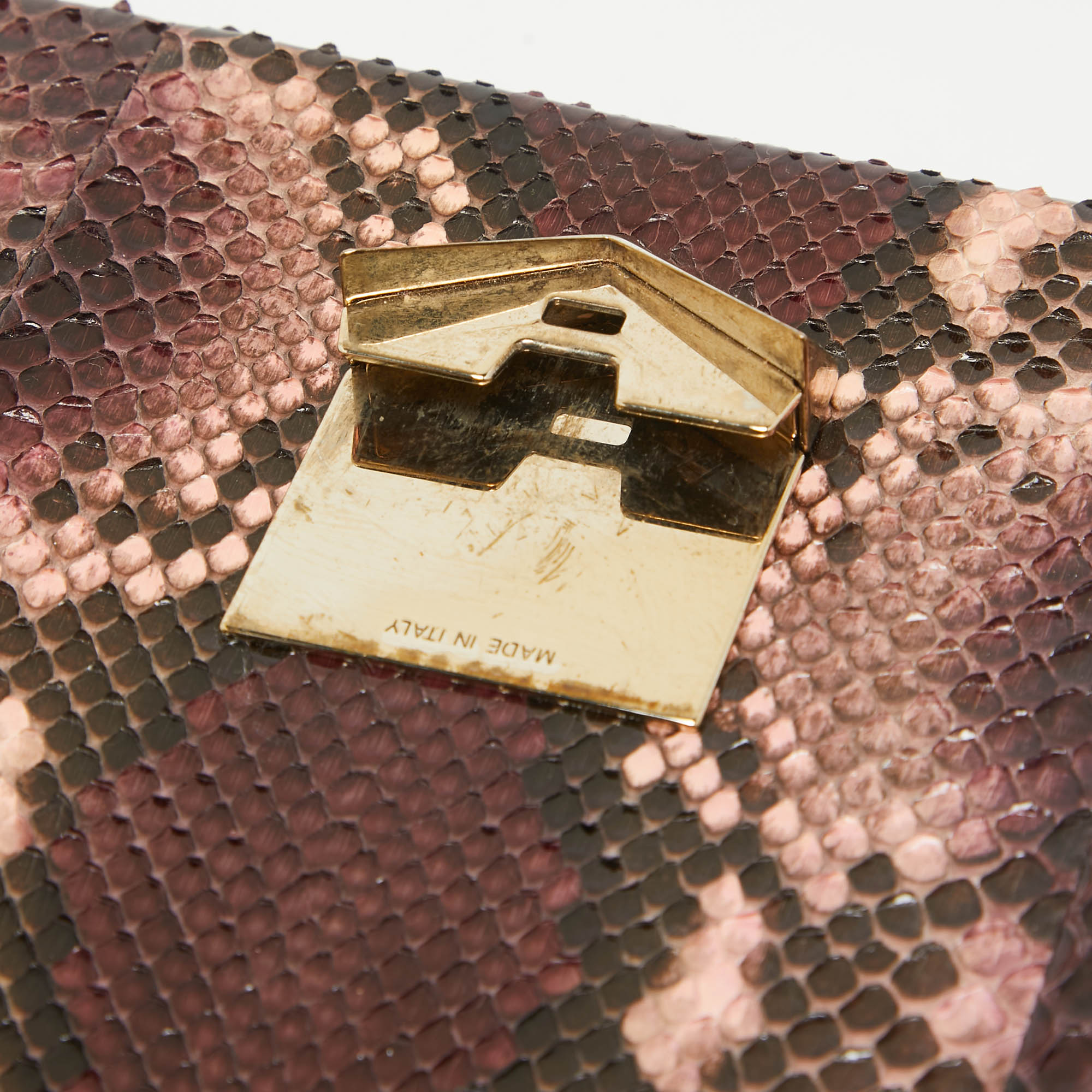 Jimmy Choo Burgundy/Multicolor Python Lockett City Shoulder Bag