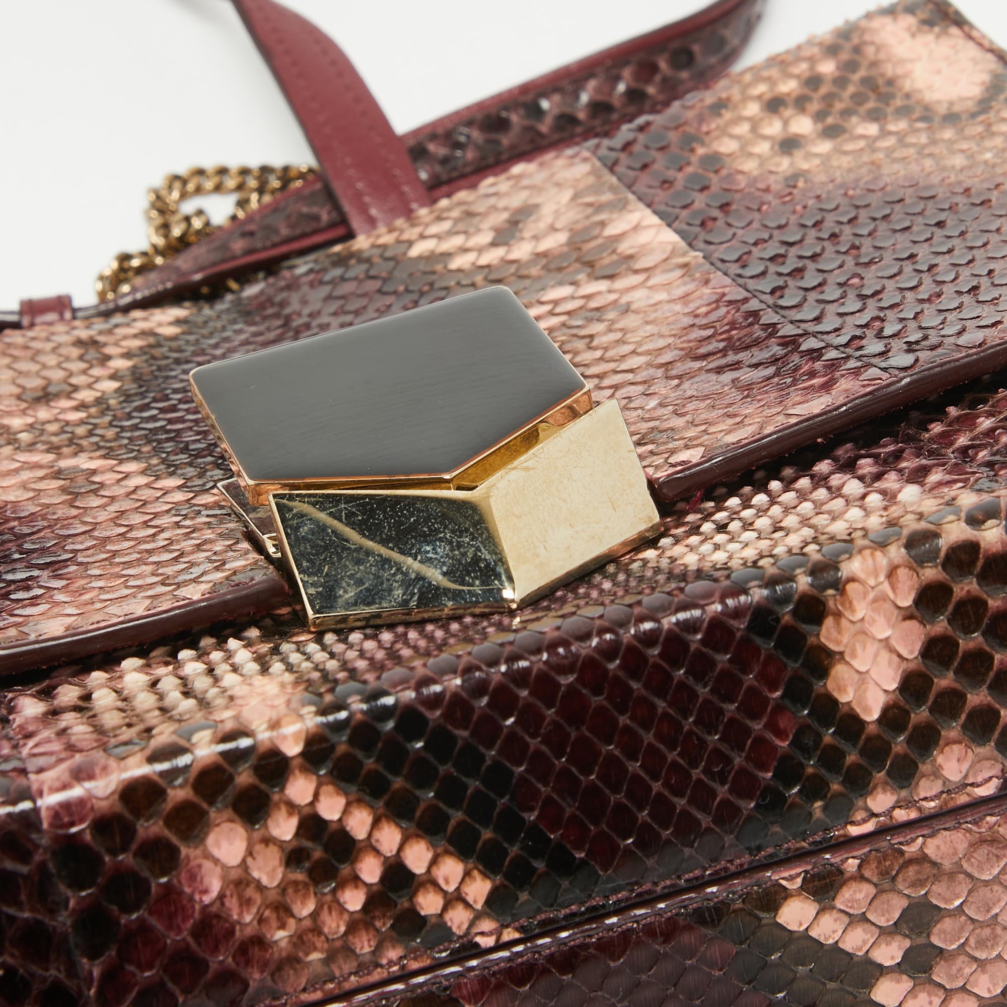 Jimmy Choo Burgundy/Multicolor Python Lockett City Shoulder Bag