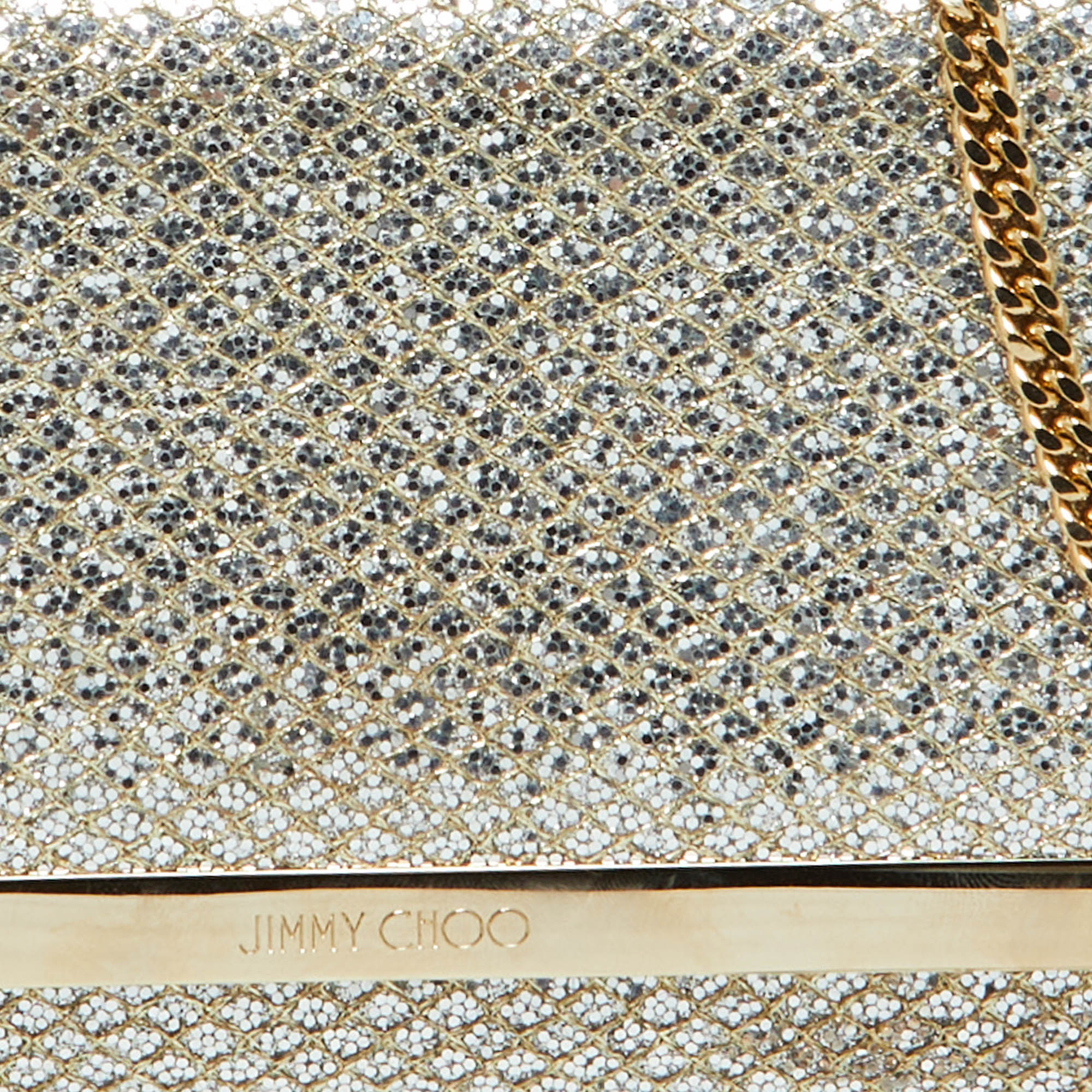 Jimmy Choo Gold Lurex Fabric Milla Chain Clutch