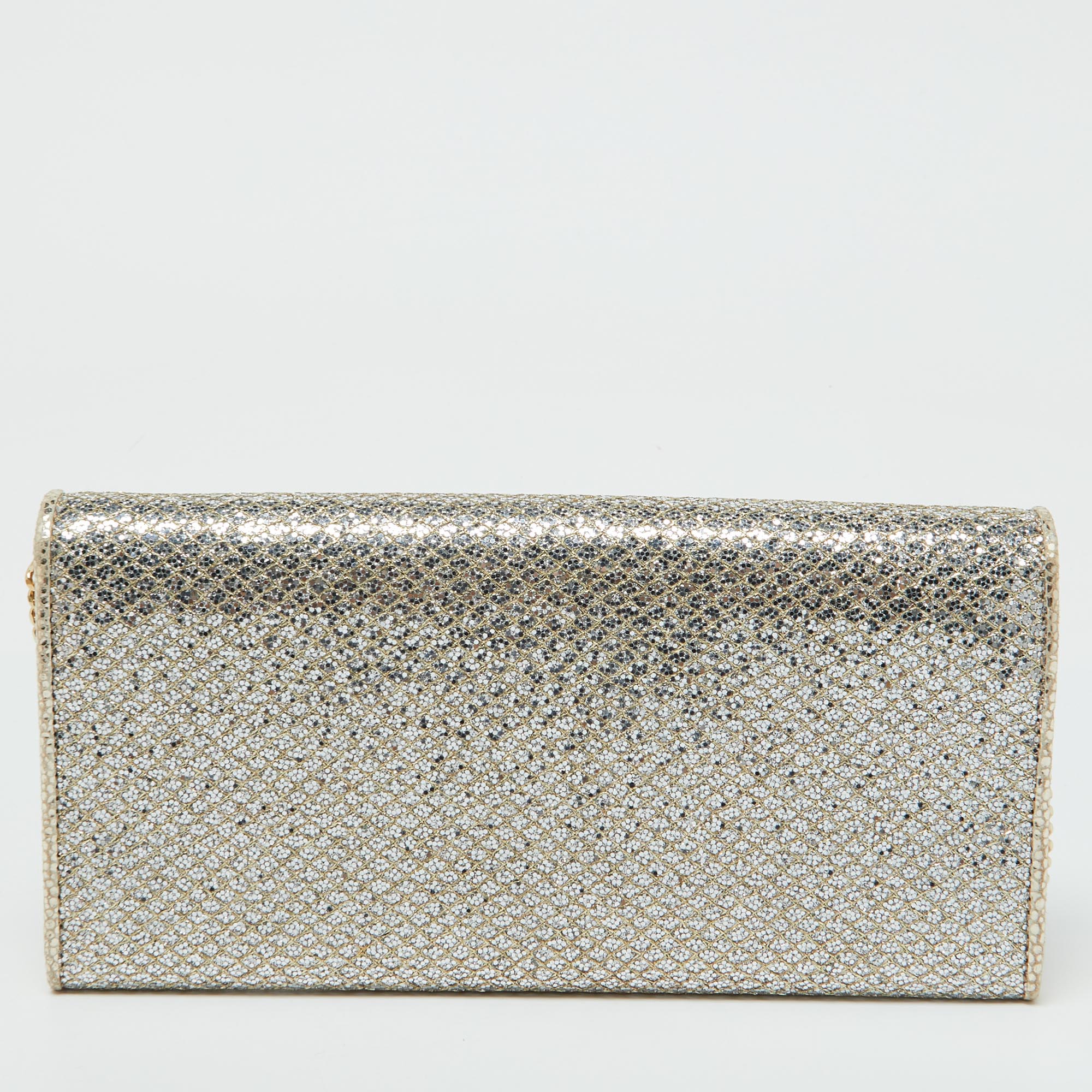 Jimmy Choo Gold Lurex Fabric Milla Chain Clutch