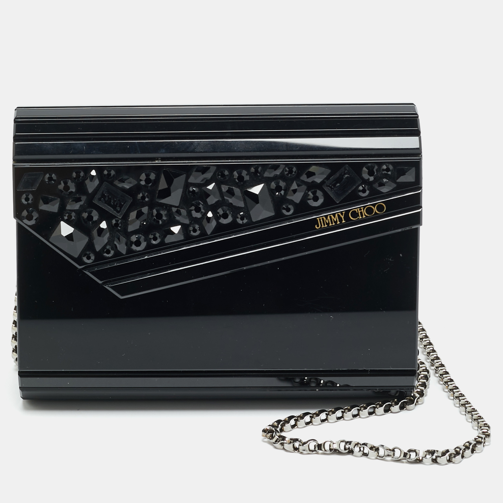 Jimmy Choo Candy Black Acrylic and Leather Chain Clutch
Jimmy Choo Candy Black Acrylic and Leather Chain Clutch
