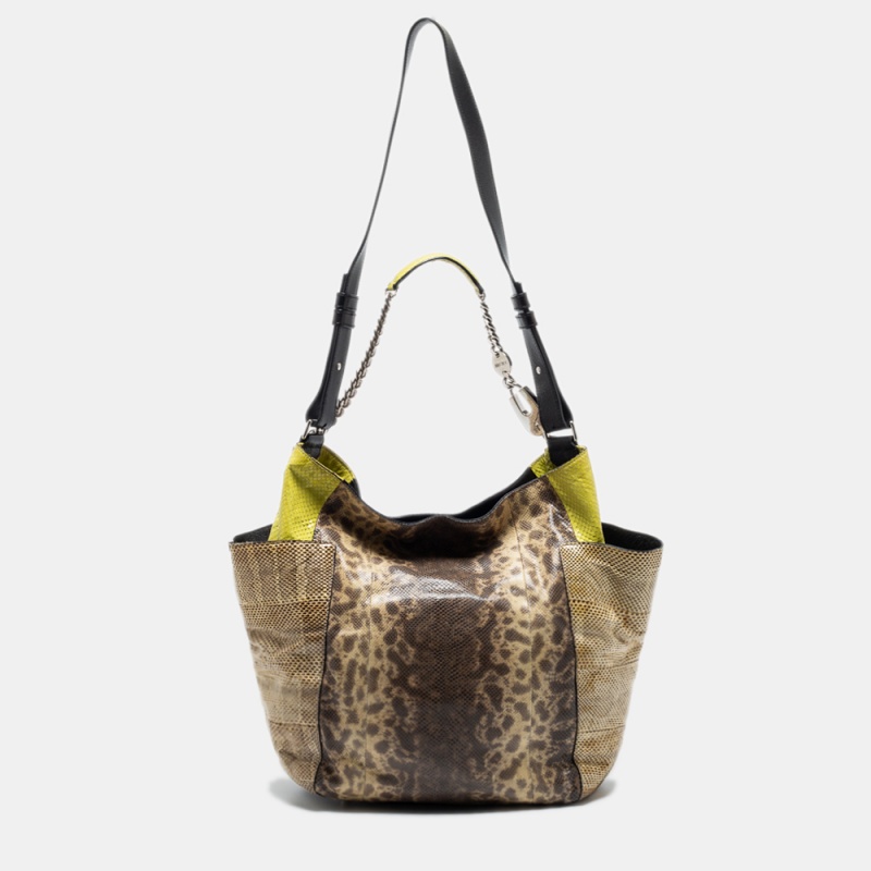 

Jimmy Choo Beige/Green Karung and Watersnake Anna Shoulder Bag