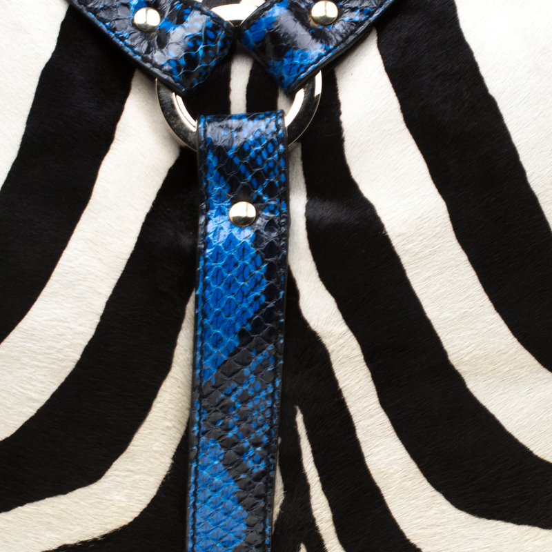 Jimmy Choo Multicolor Zebra Print Calfhair And Snakeskin Trim Odette Shopper Tote