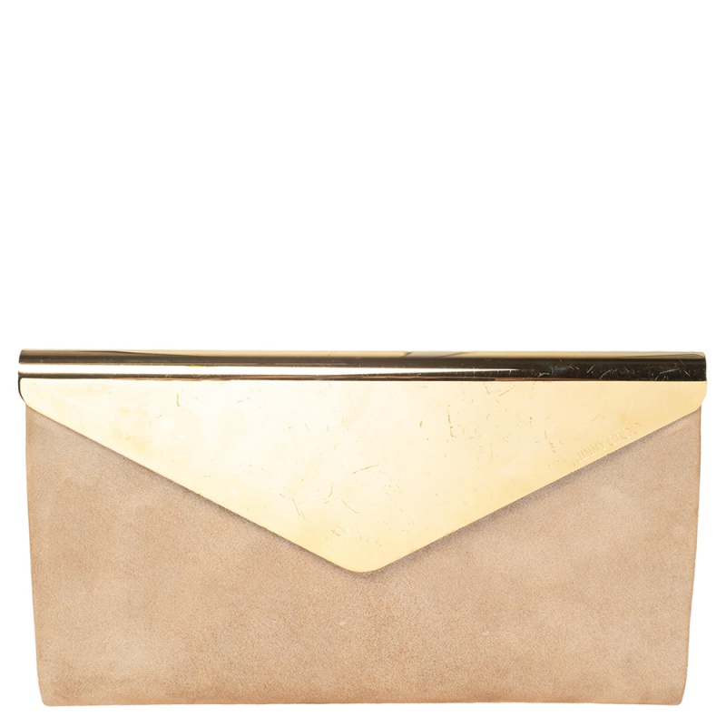 Jimmy Choo Shimmer Suede and Metal Charlize Envelope Clutch