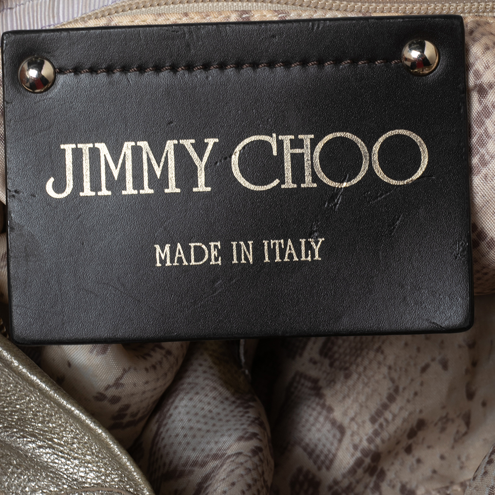 Jimmy Choo Metallic Gold Leather Zip Hobo