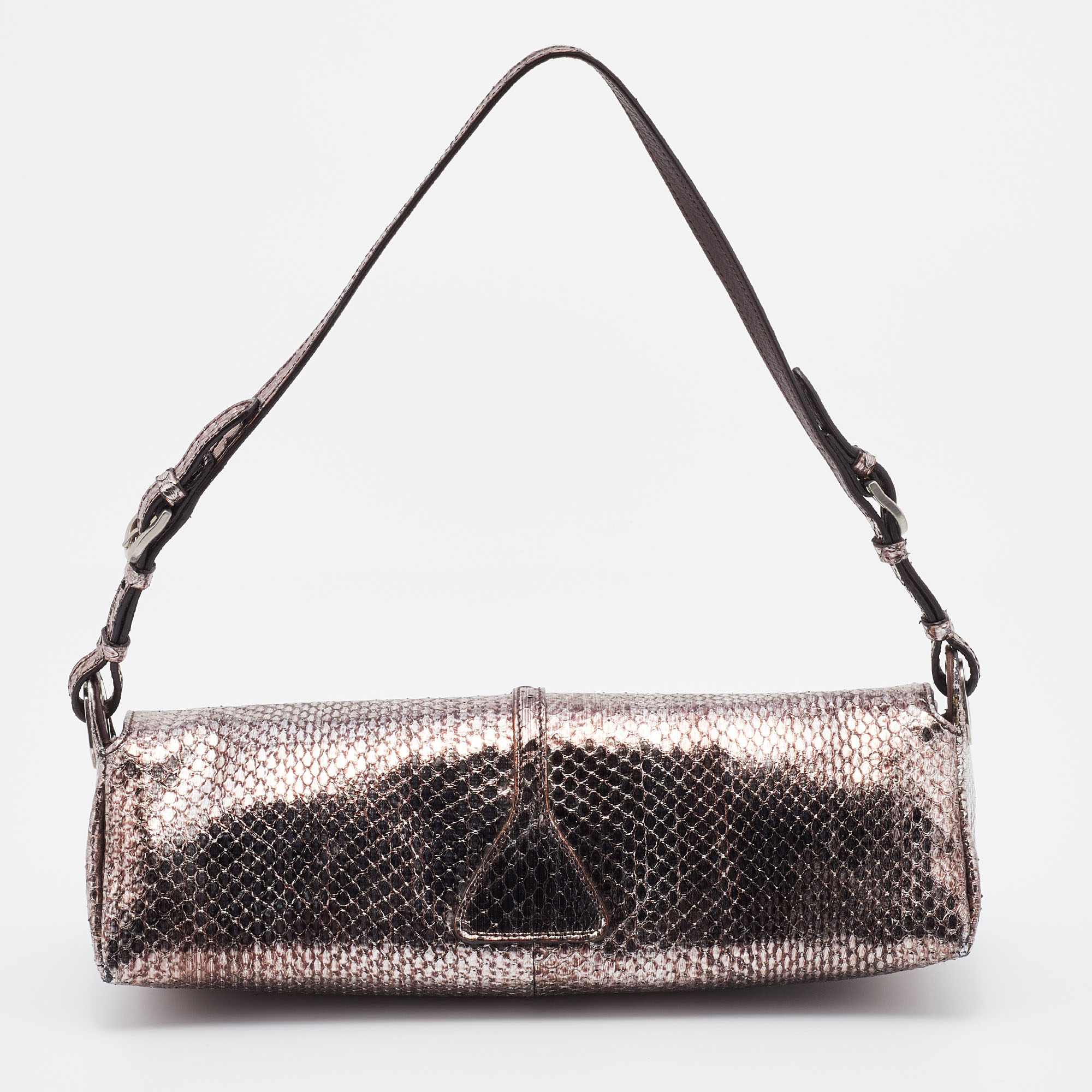 Jimmy Choo Metallic Brown Snakeskin Leather Tulita Pochette Bag