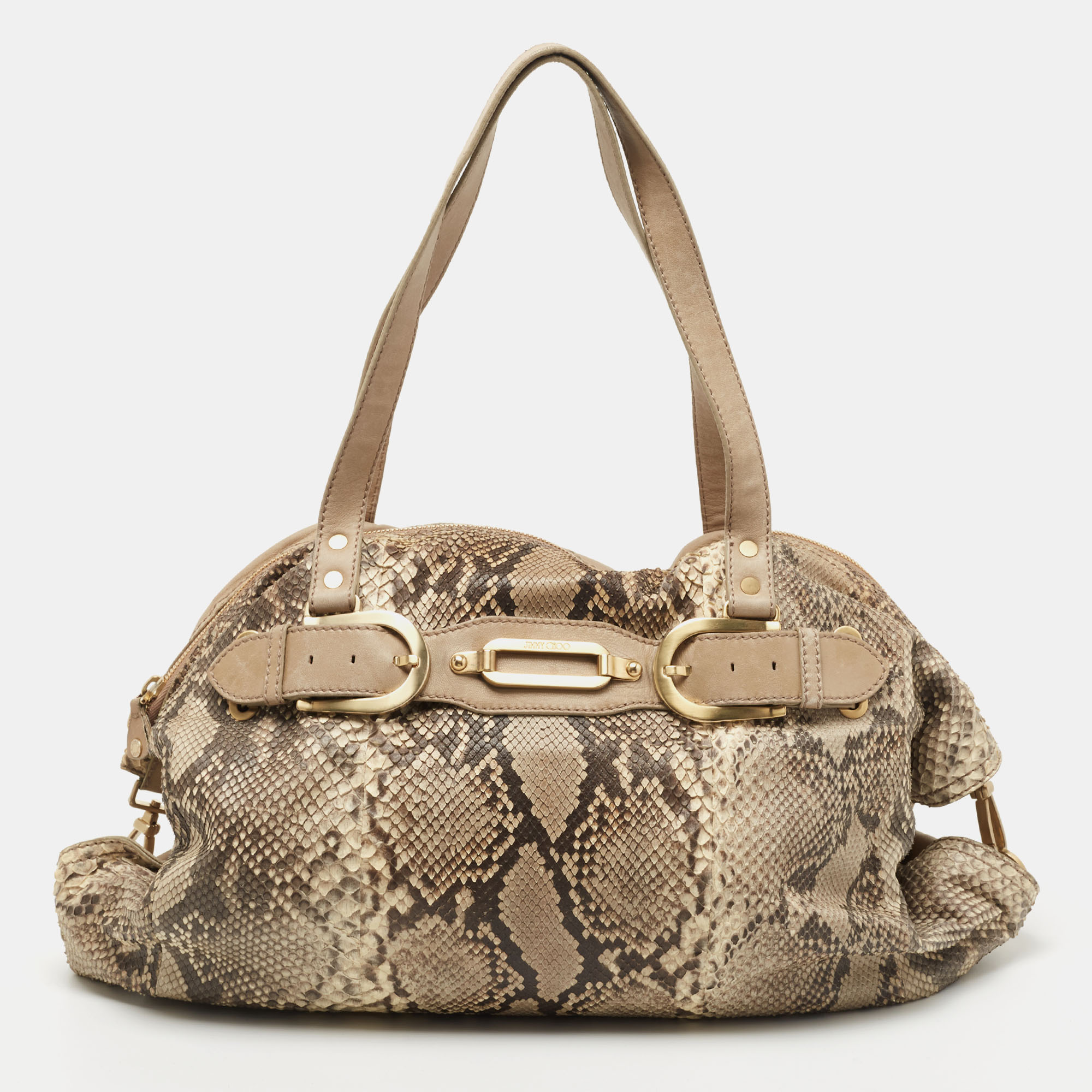 Jimmy choo beige/brown python satchel