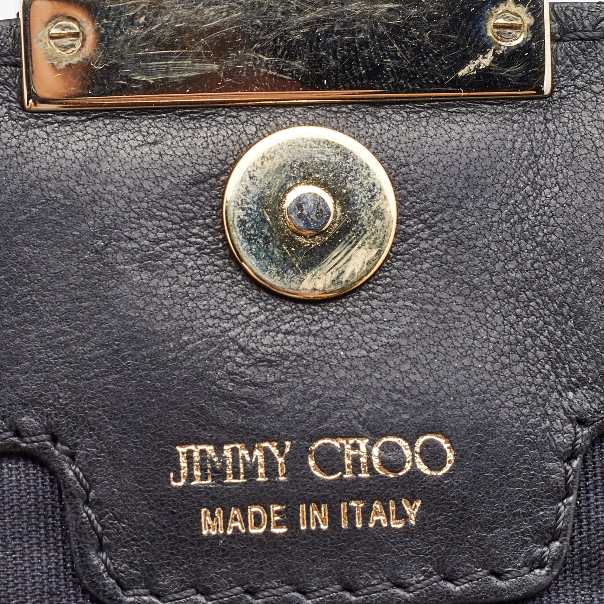 Jimmy Choo Black Snakeskin Embossed And Watersnake Leather Fringe Clutch
