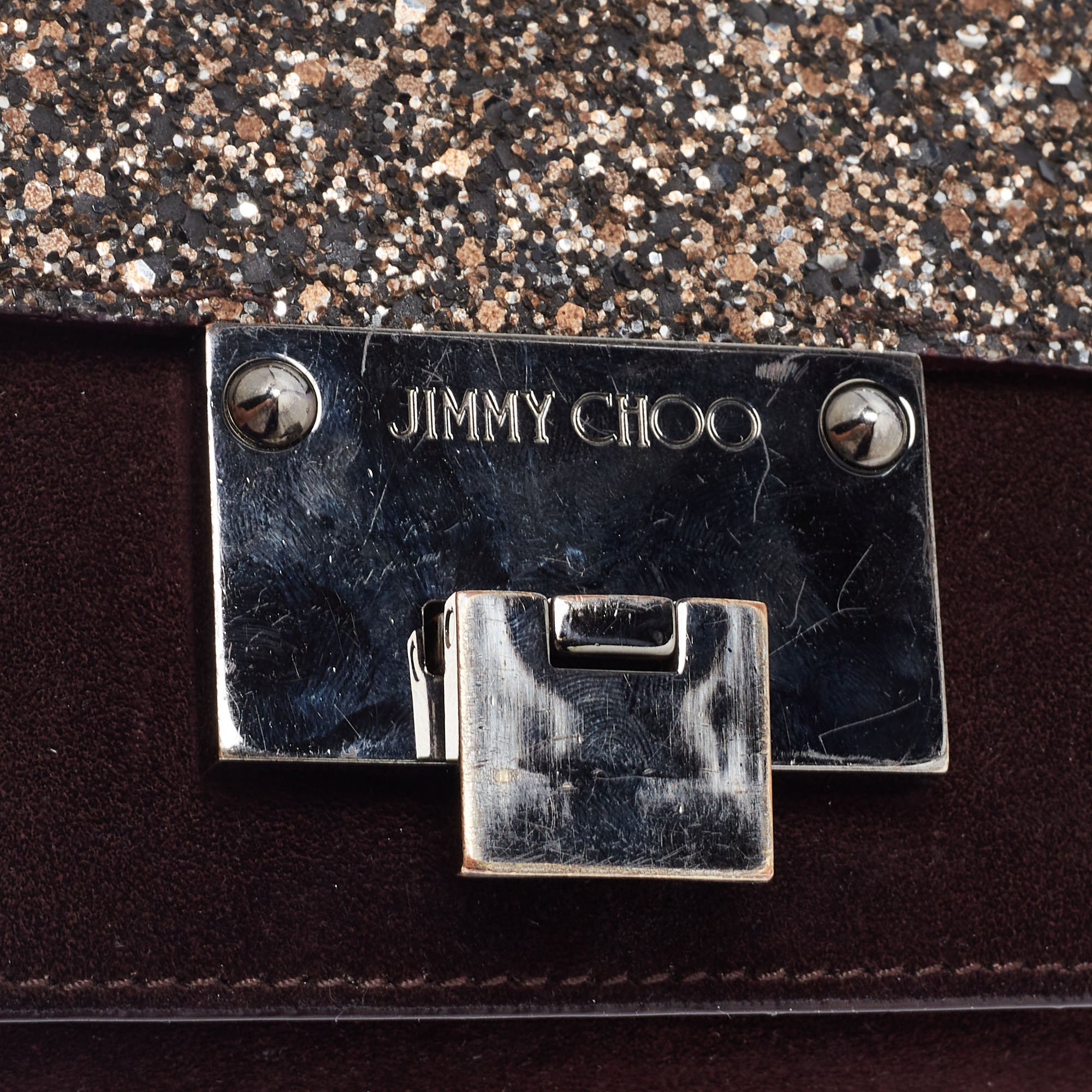 Jimmy Choo Brown Suede And Glitter Rebel Crossbody Bag