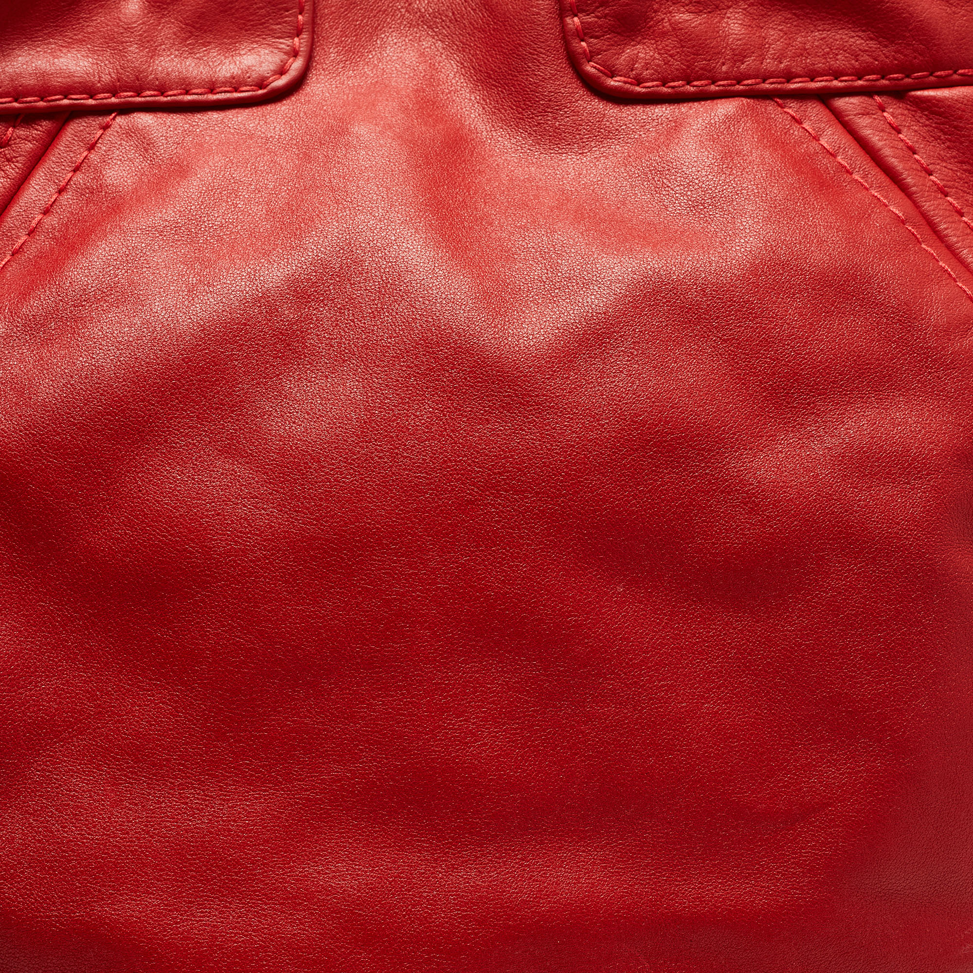 Jimmy Choo Red Leather Enamel Handle Hobo