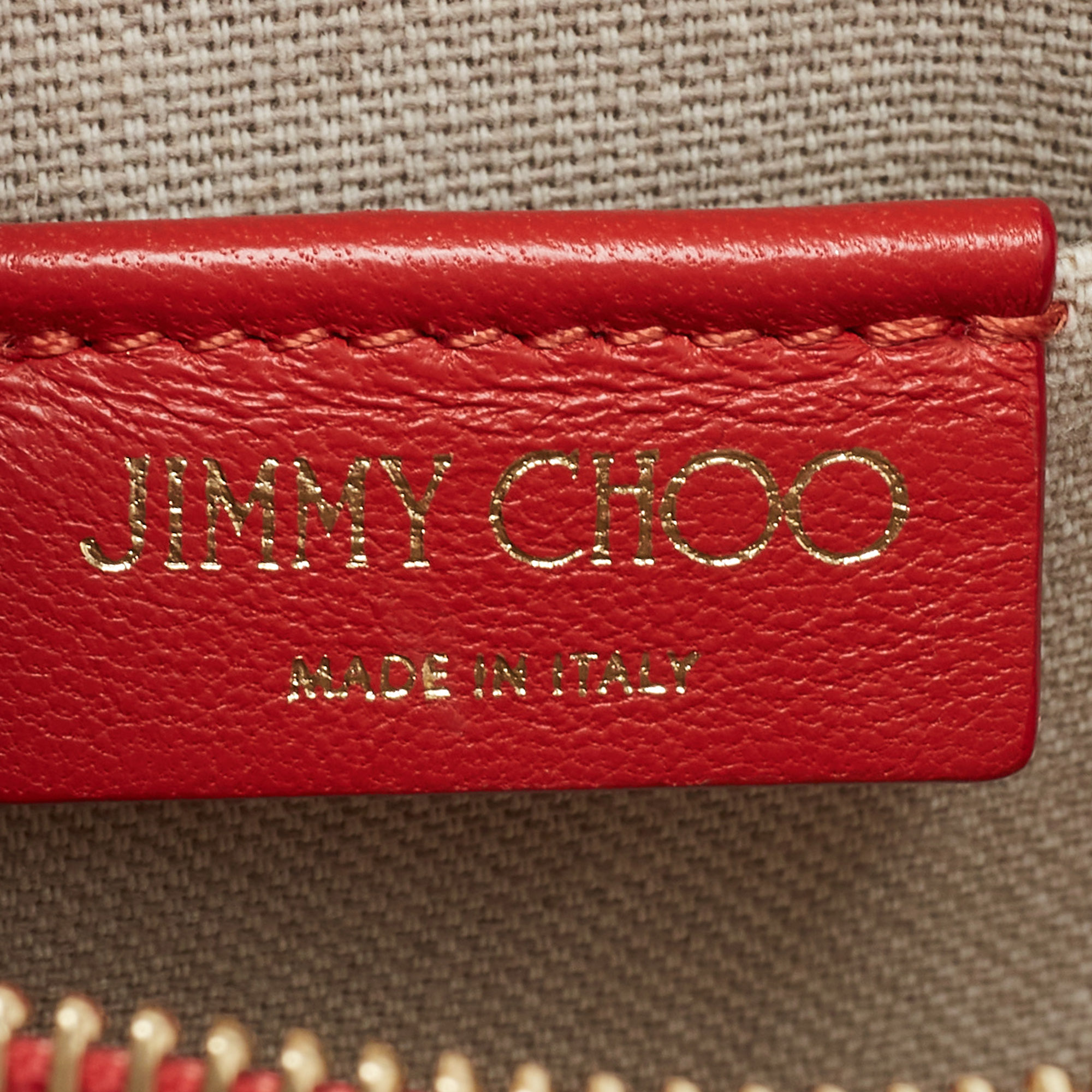 Jimmy Choo Red Leather Half Moon Zip Bag