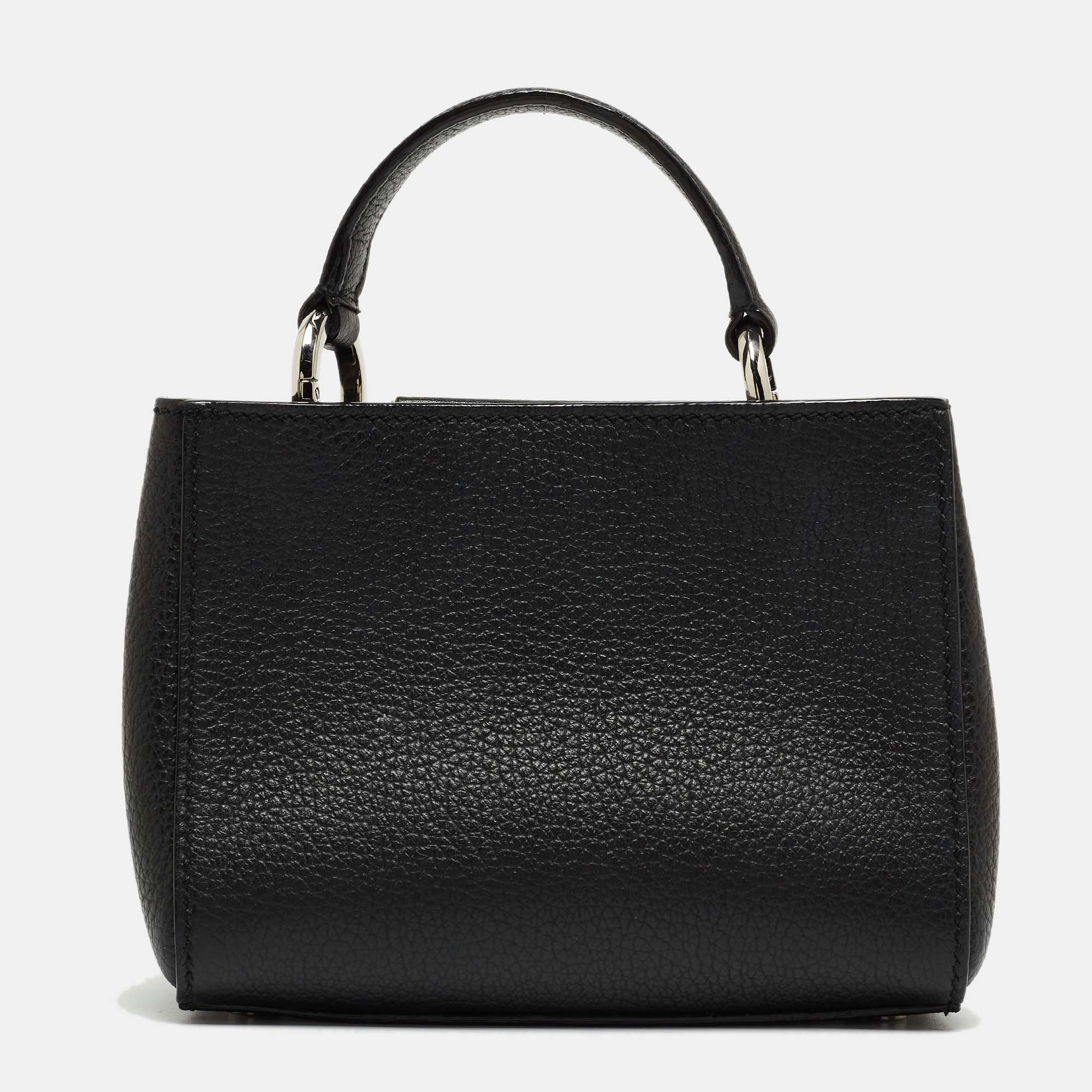 Jimmy Choo Black Leather Mini Varenne Top Handle Bag
