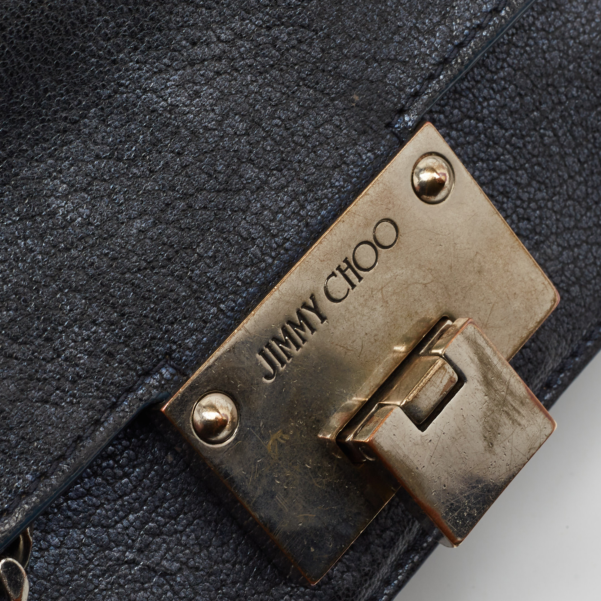Jimmy Choo Metallic Blue Leather Rebel Crossbody Bag