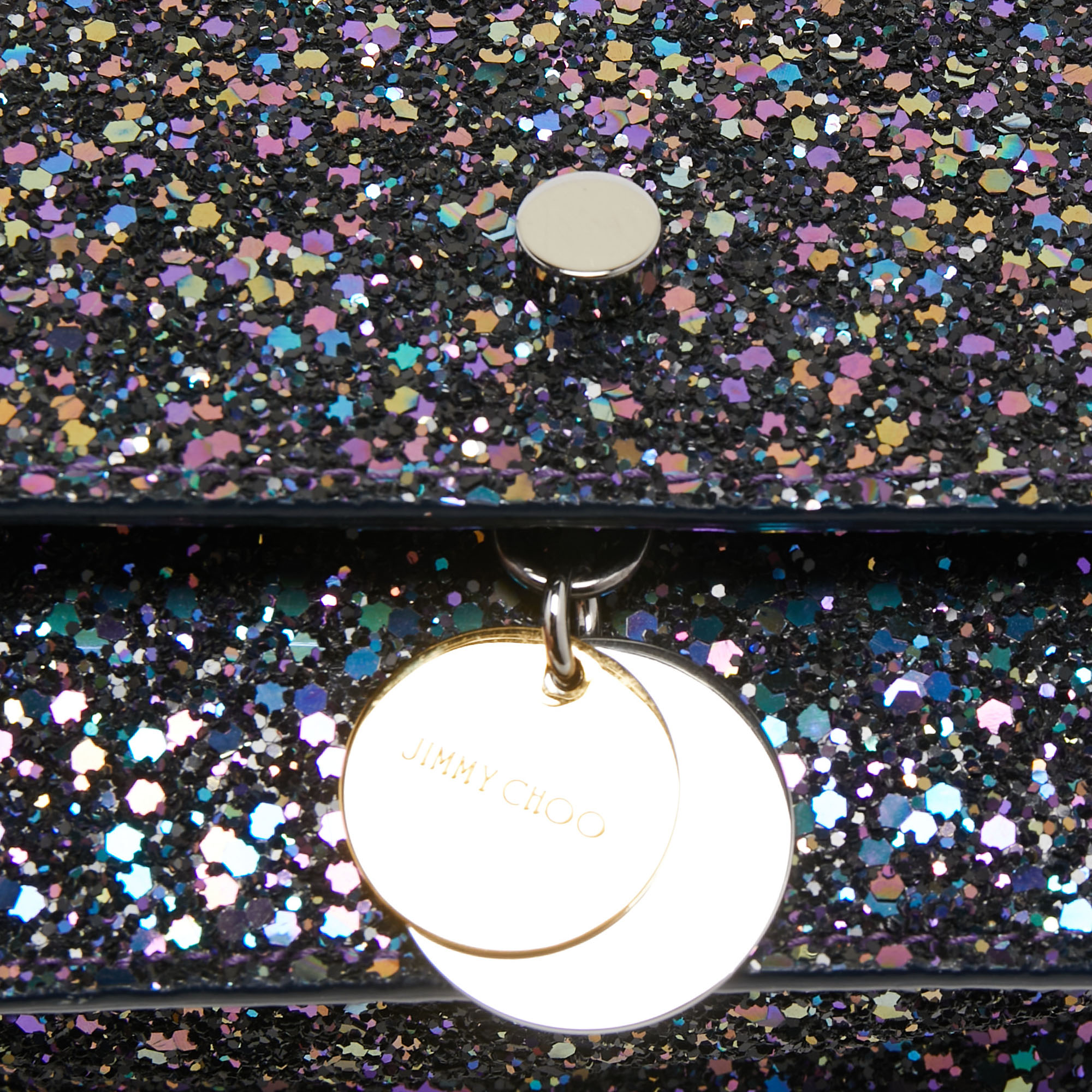 Jimmy Choo Blue/Multicolor Glitter Fabric Finley Shoulder Bag