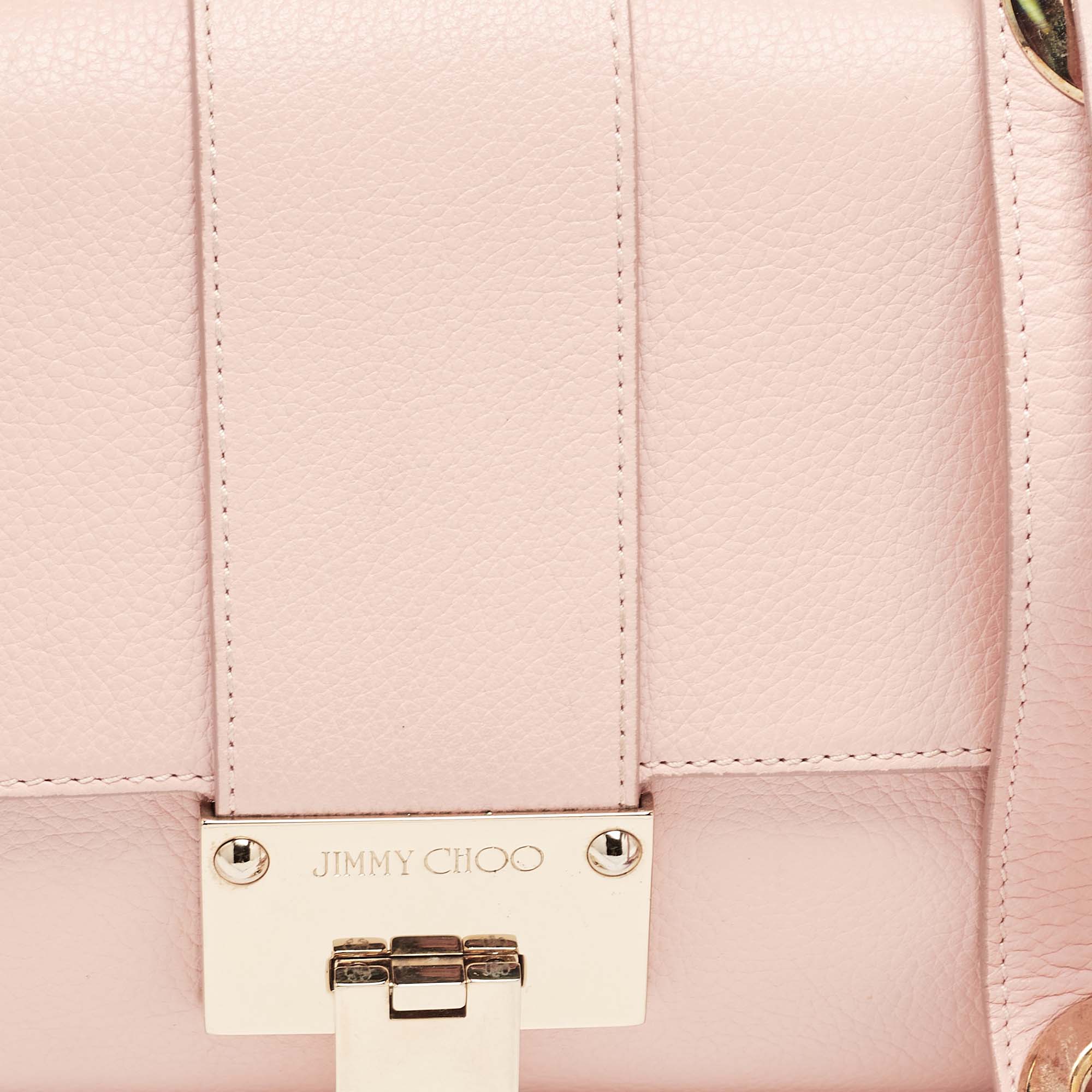 Jimmy Choo Pink Leather Rebel Flap Top Handle Bag