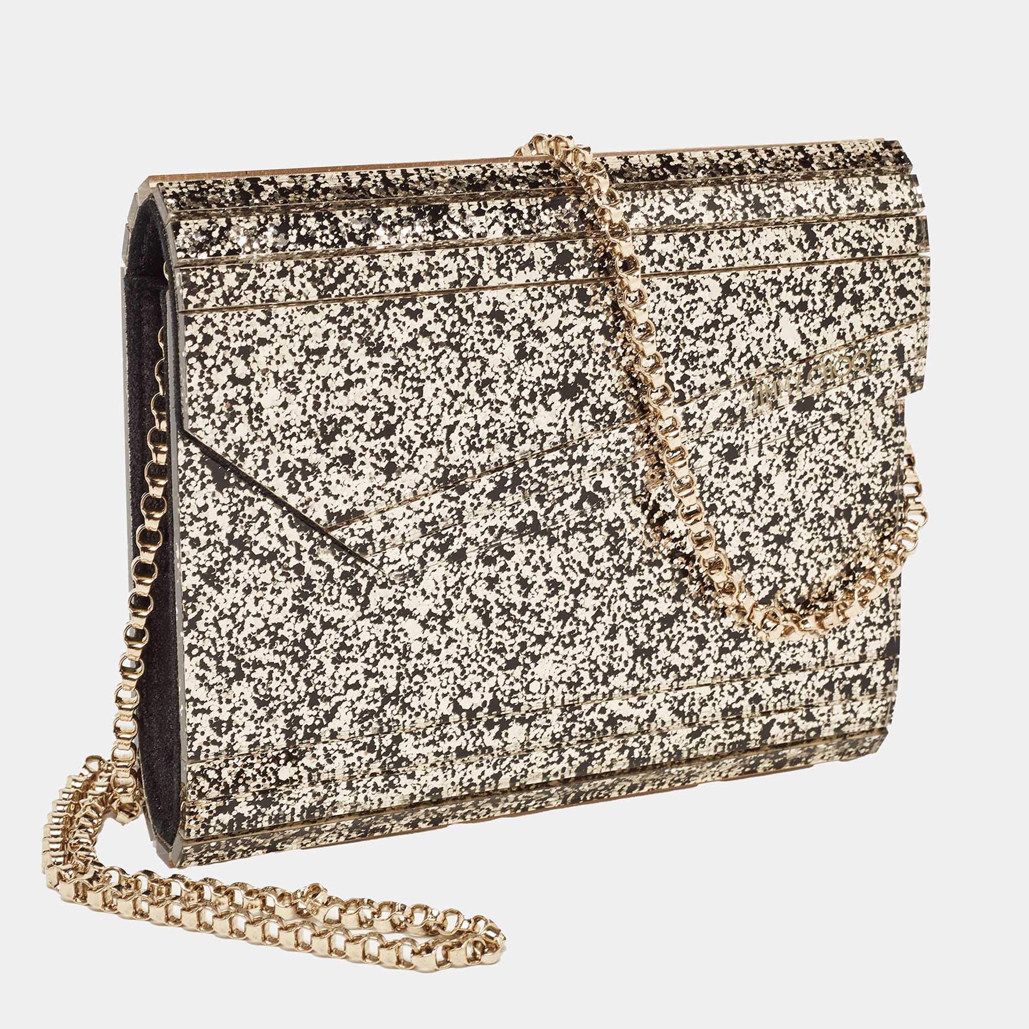 Jimmy Choo Gold Acrylic And Leather Candy Chain Clutch