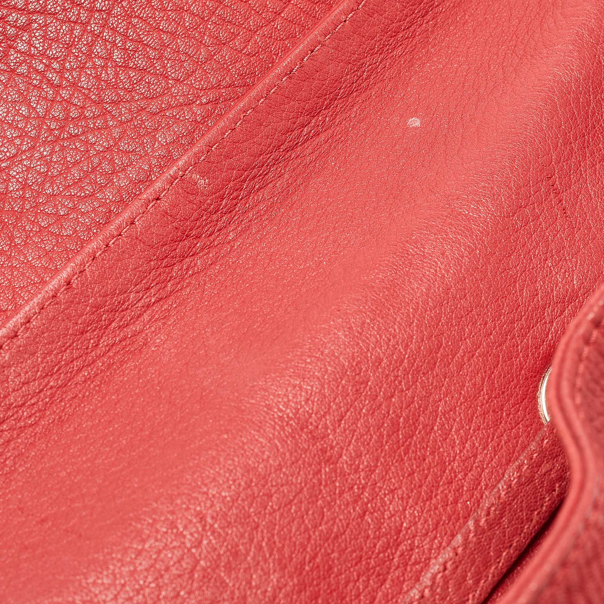 Jimmy Choo Red Grainy Leather Rosalie Top Handle Bag