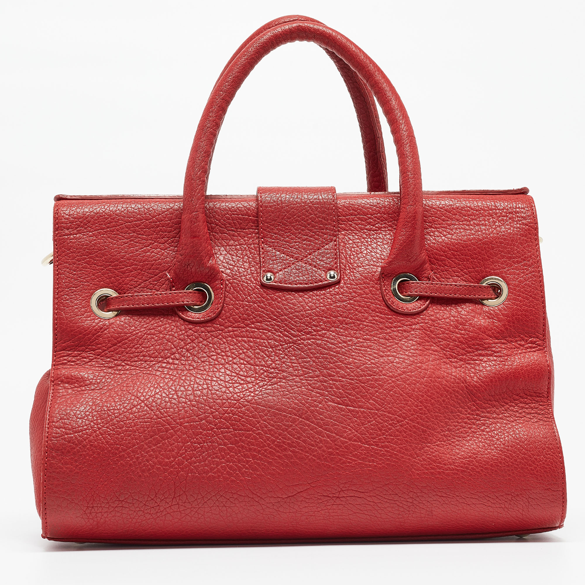 Jimmy Choo Red Grainy Leather Rosalie Top Handle Bag