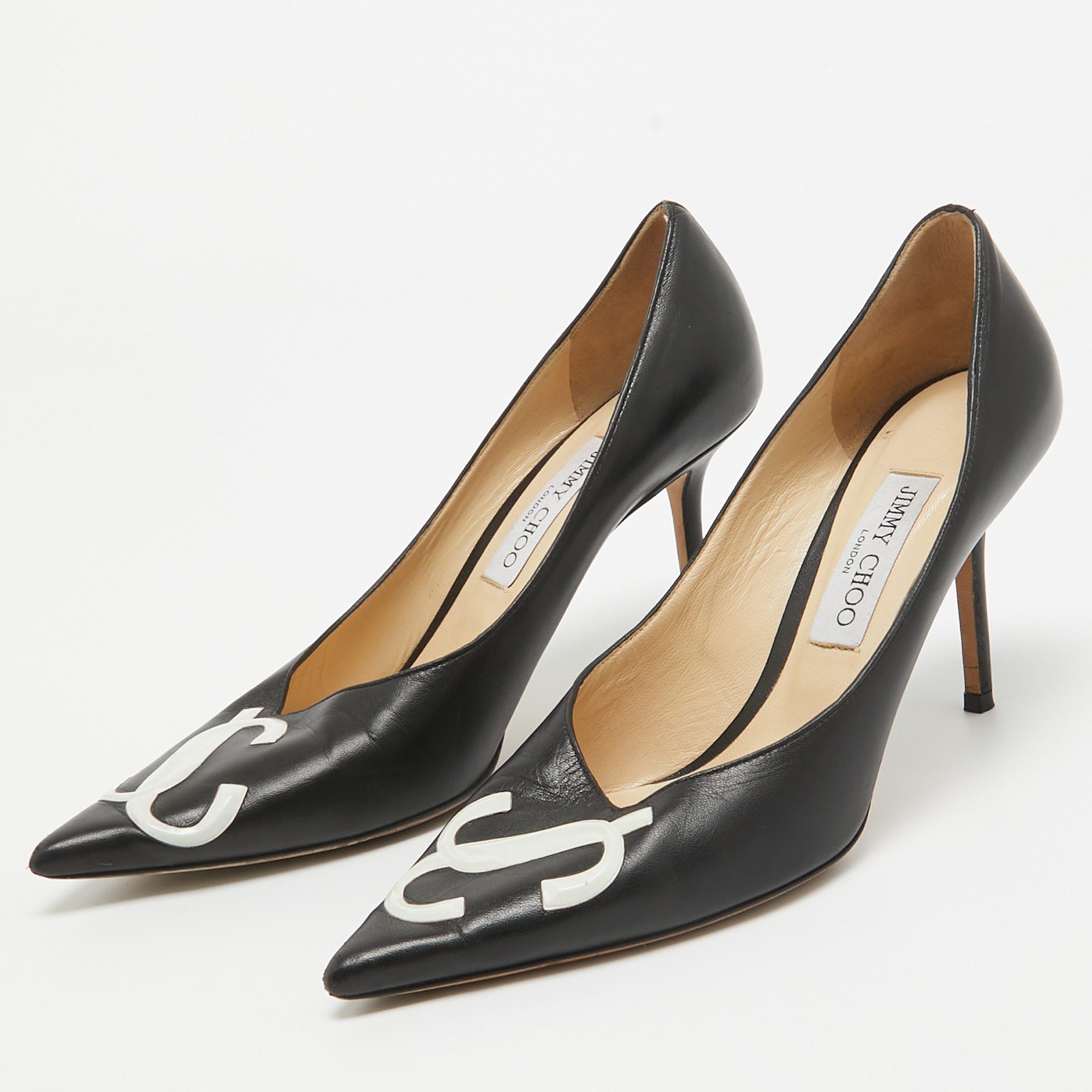 Jimmy Choo Black Leather JC Love Pumps Size 39.5