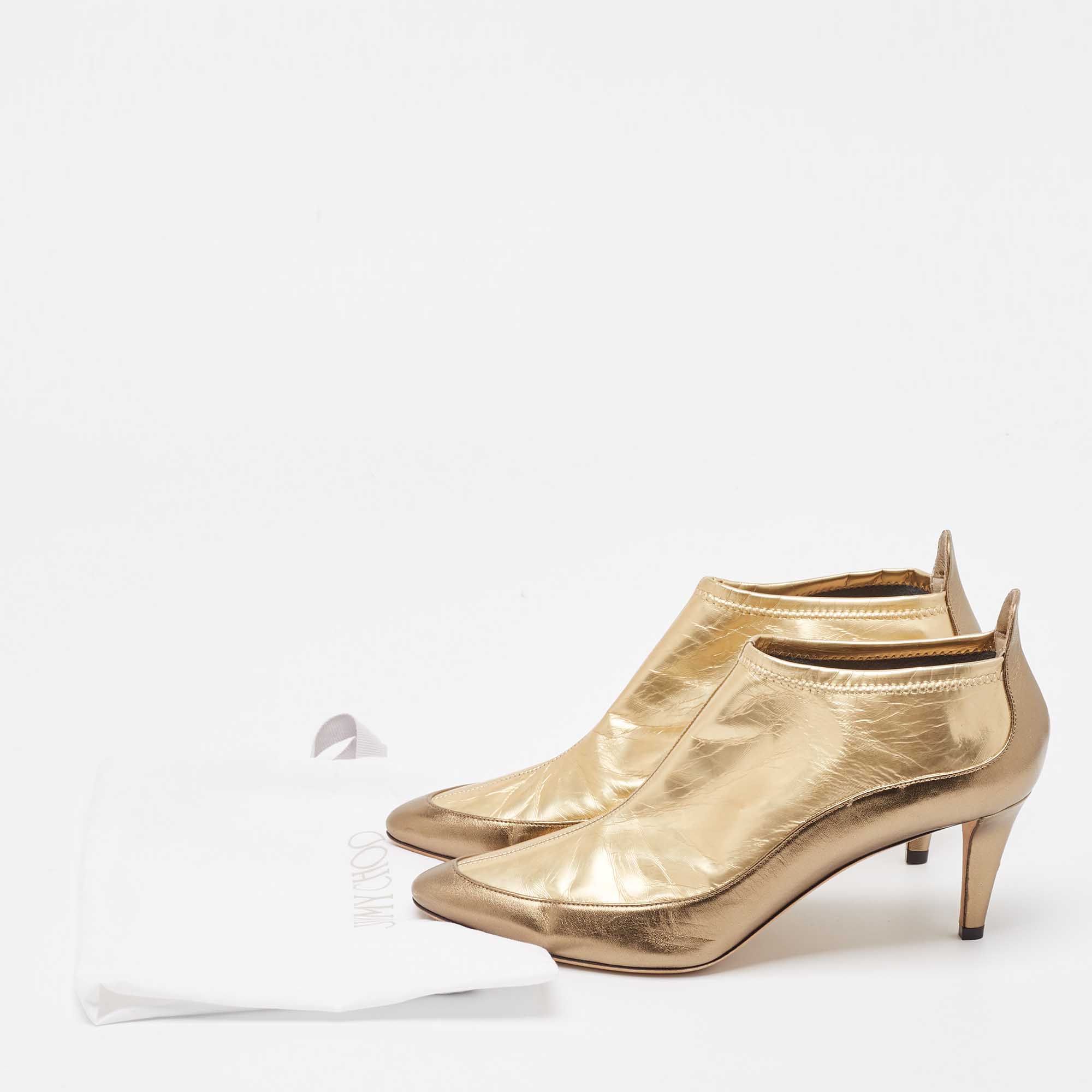 Jimmy Choo Gold Leather Dierdre Booties Size 41