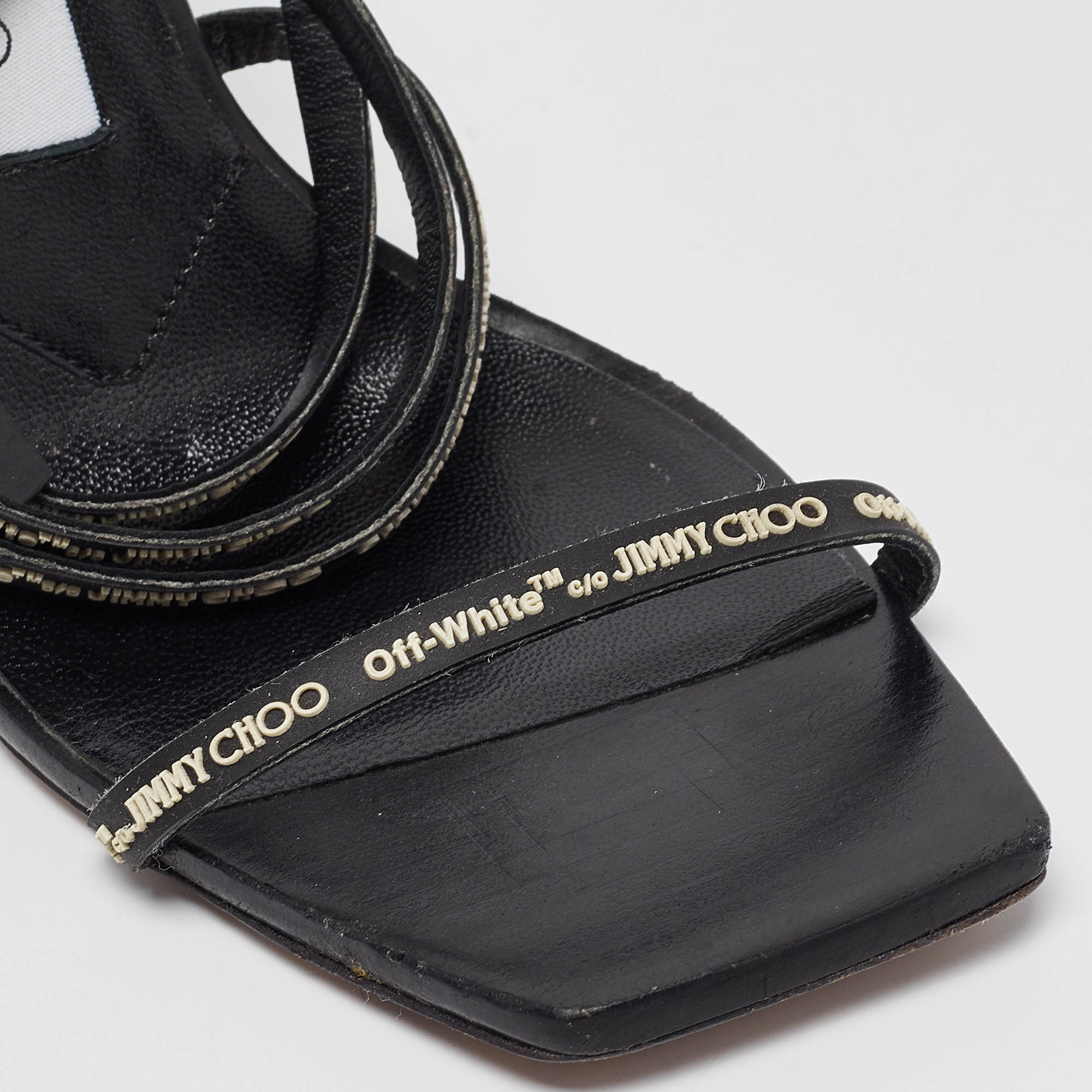 Jimmy Choo X Off-White Black Leather Jane Sandals Size 36