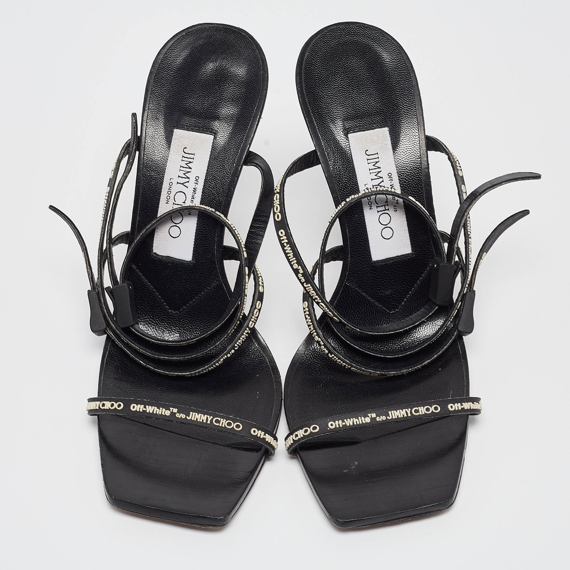 Jimmy Choo X Off-White Black Leather Jane Sandals Size 36