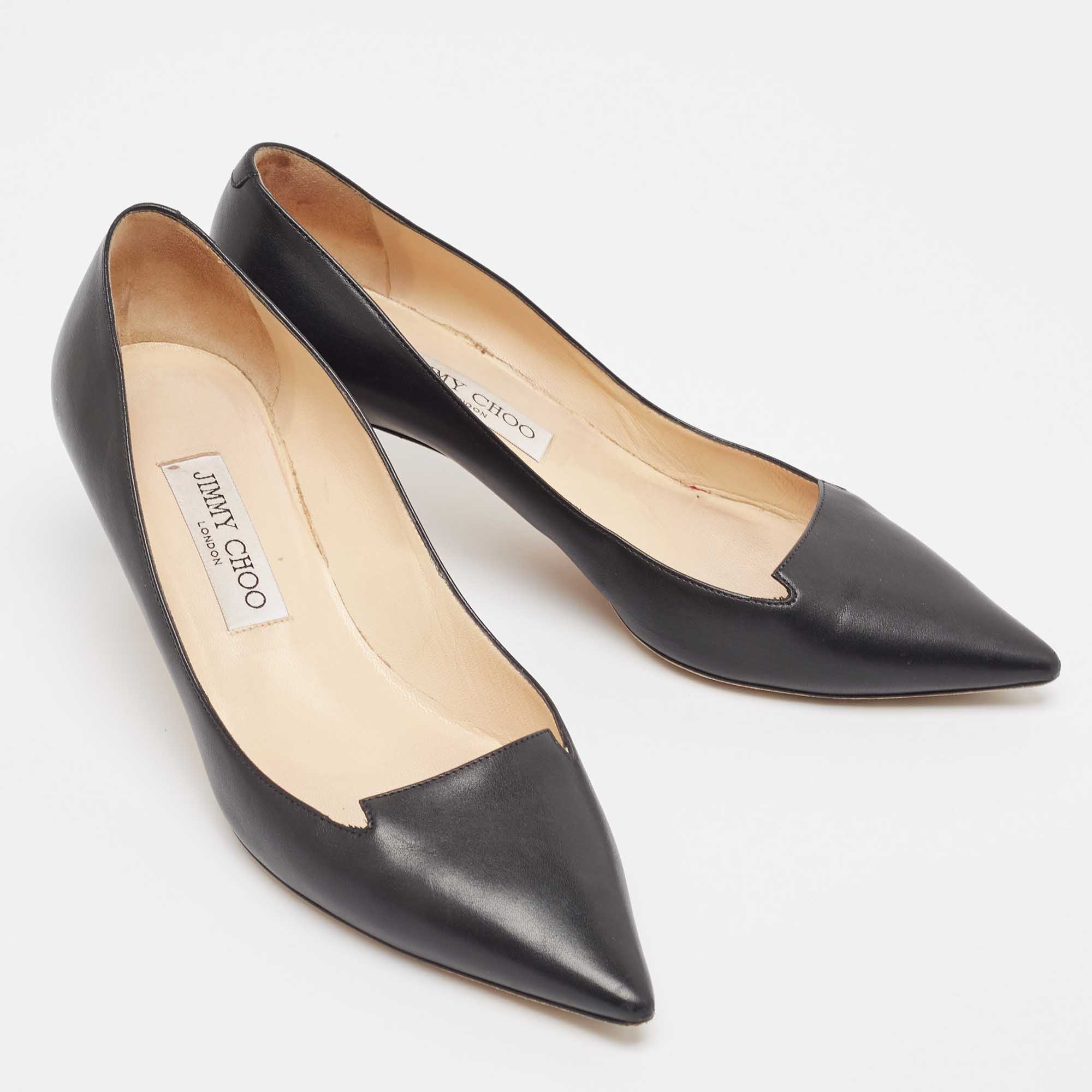 Jimmy Choo Black Leather Allure Pumps Size 38.5