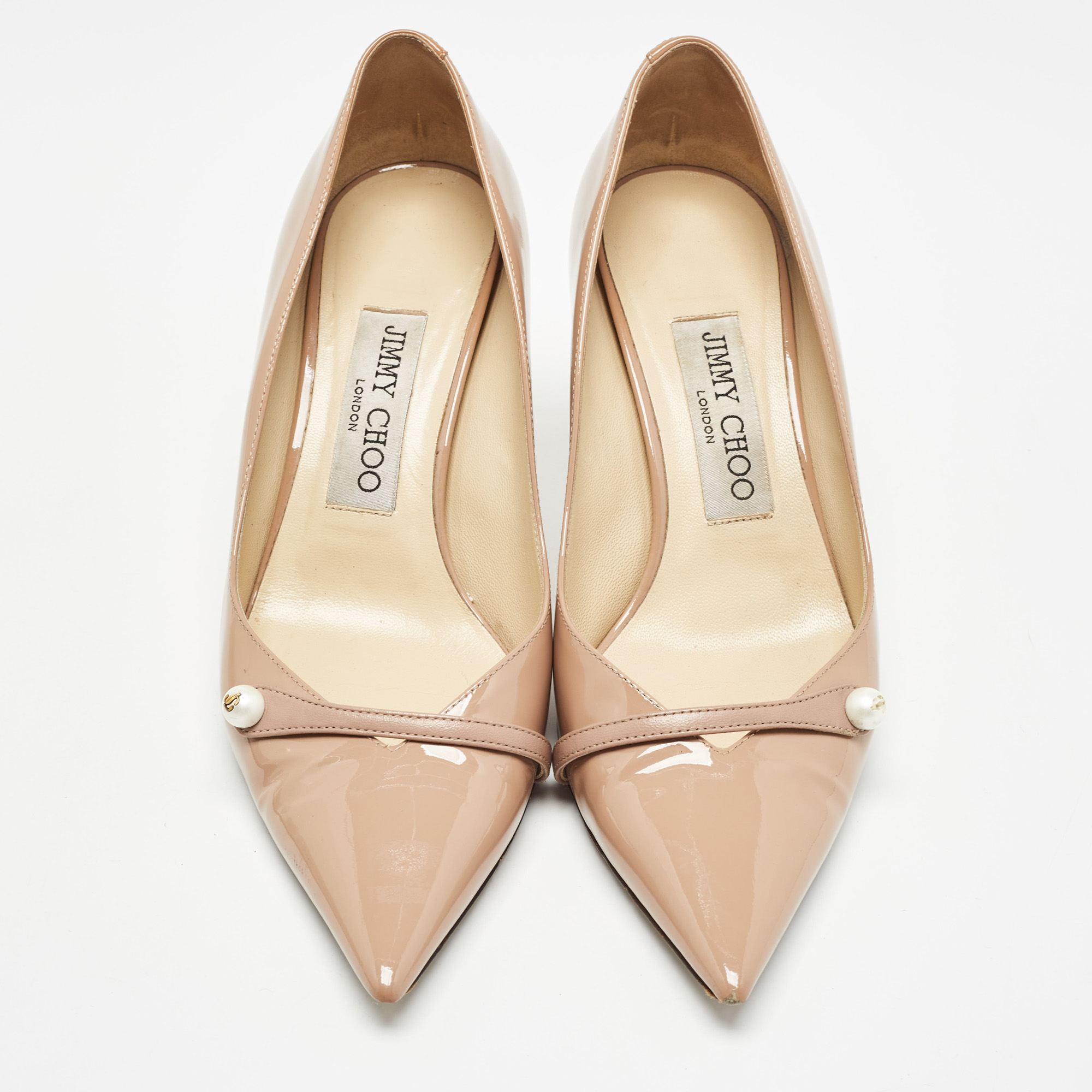 Jimmy Choo Beige Patent Rosalie Pumps Size 36