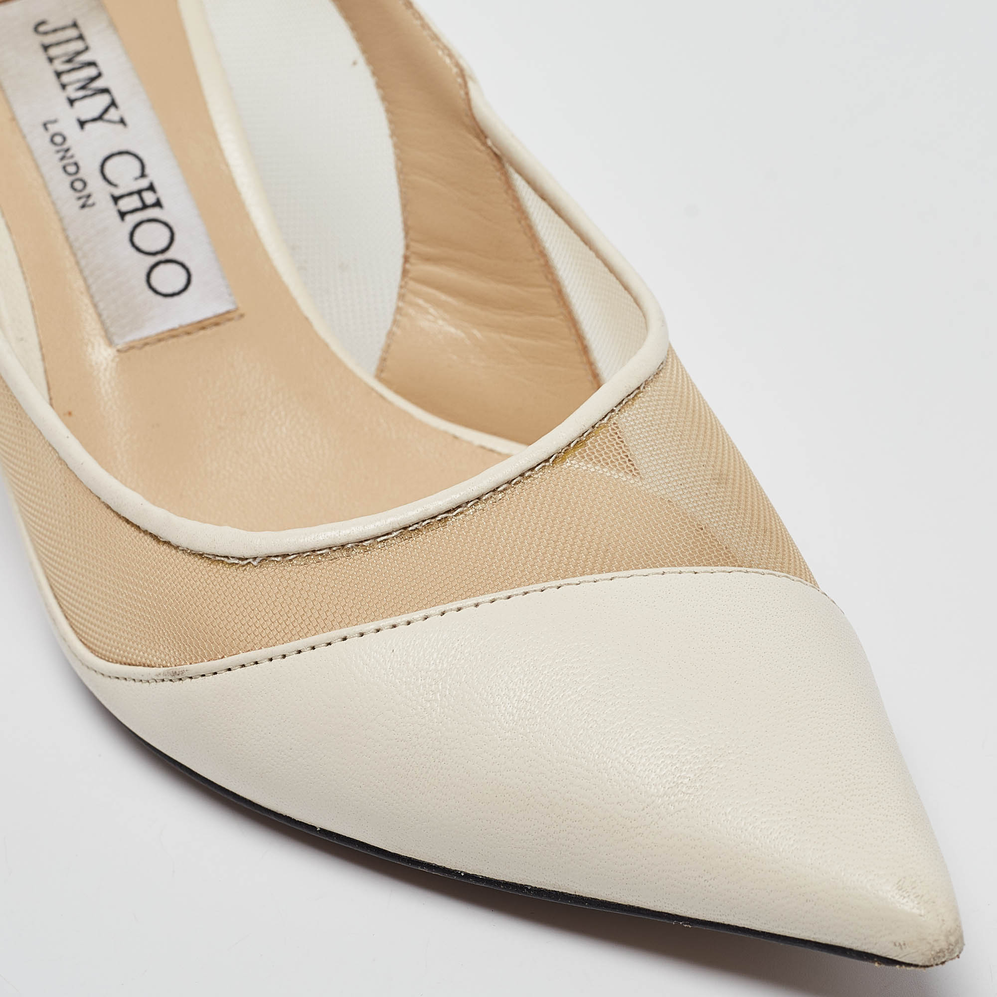 Jimmy Choo Off White Leather And Mesh Love Pumps Size 36