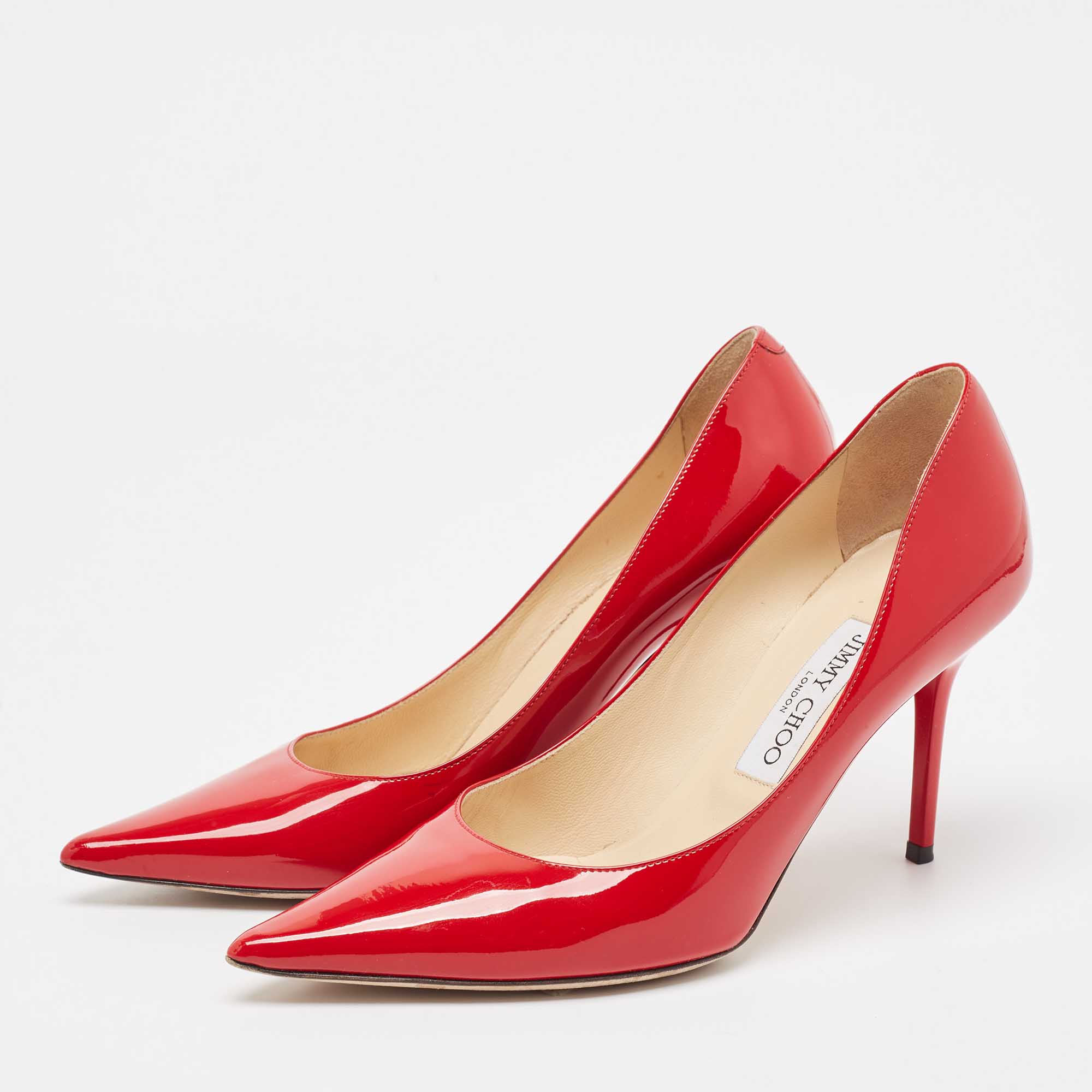 Jimmy Choo Red Patent Leather Love Pumps Size 37.5