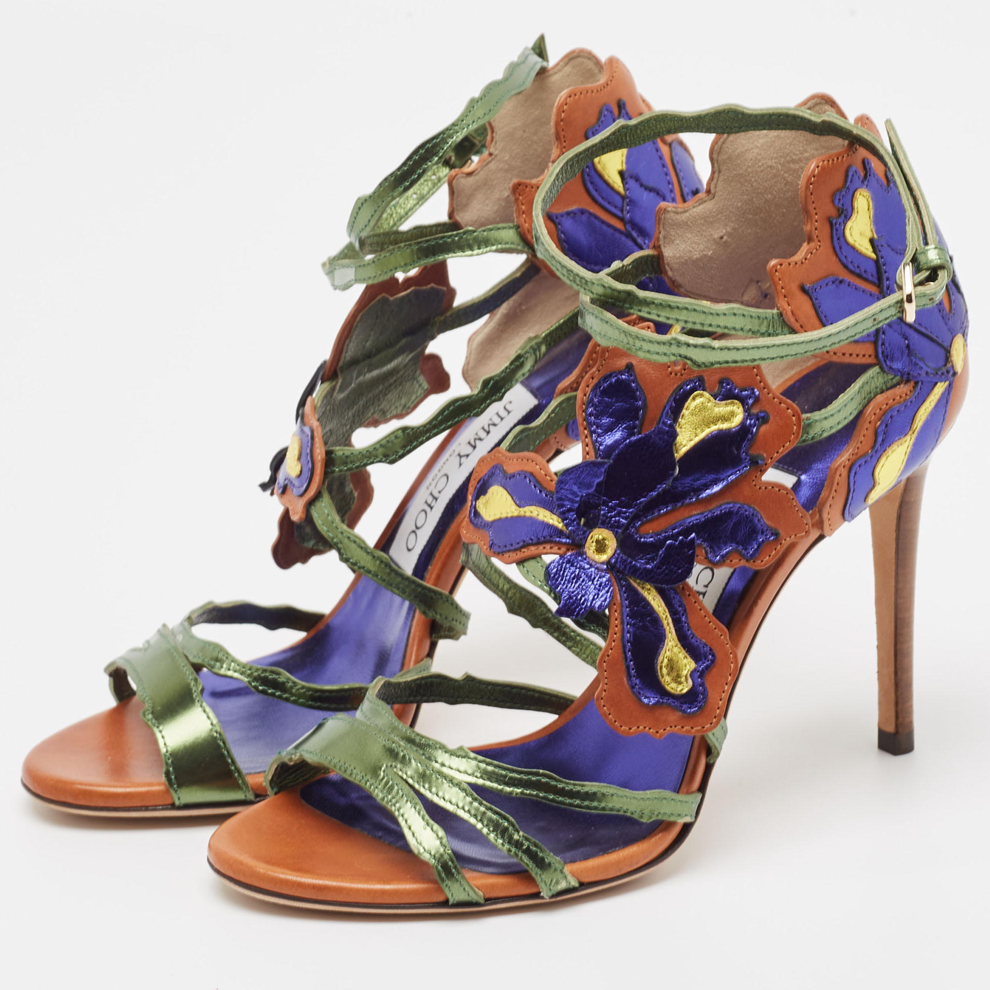 Jimmy Choo Multicolor Leather Lolita Strappy Sandals Size 35