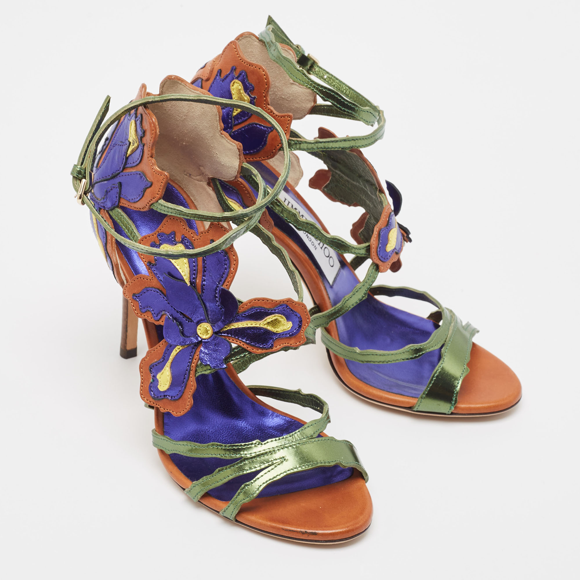 Jimmy Choo Multicolor Leather Lolita Strappy Sandals Size 35