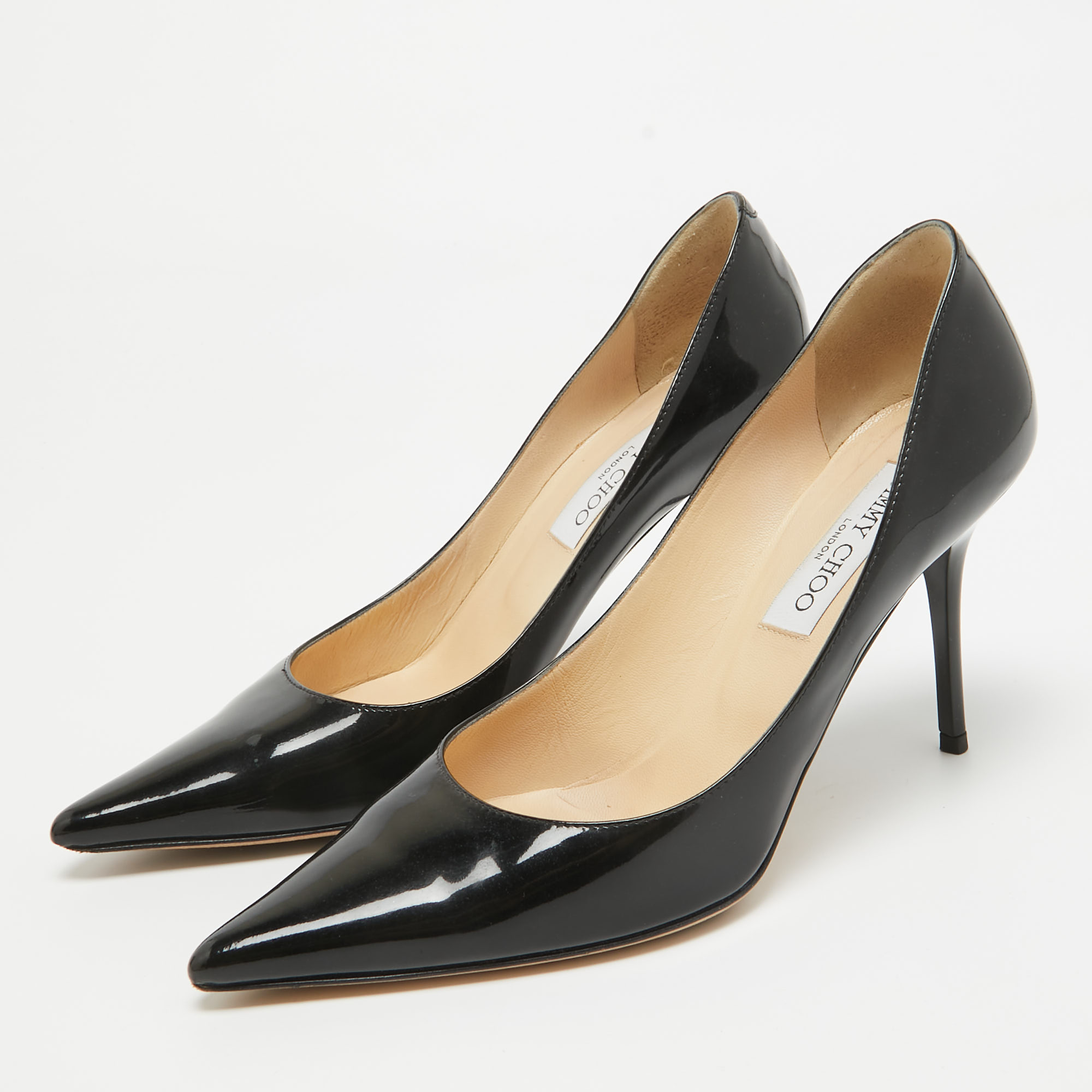 Jimmy Choo Black Patent Leather Love Pumps Size 38