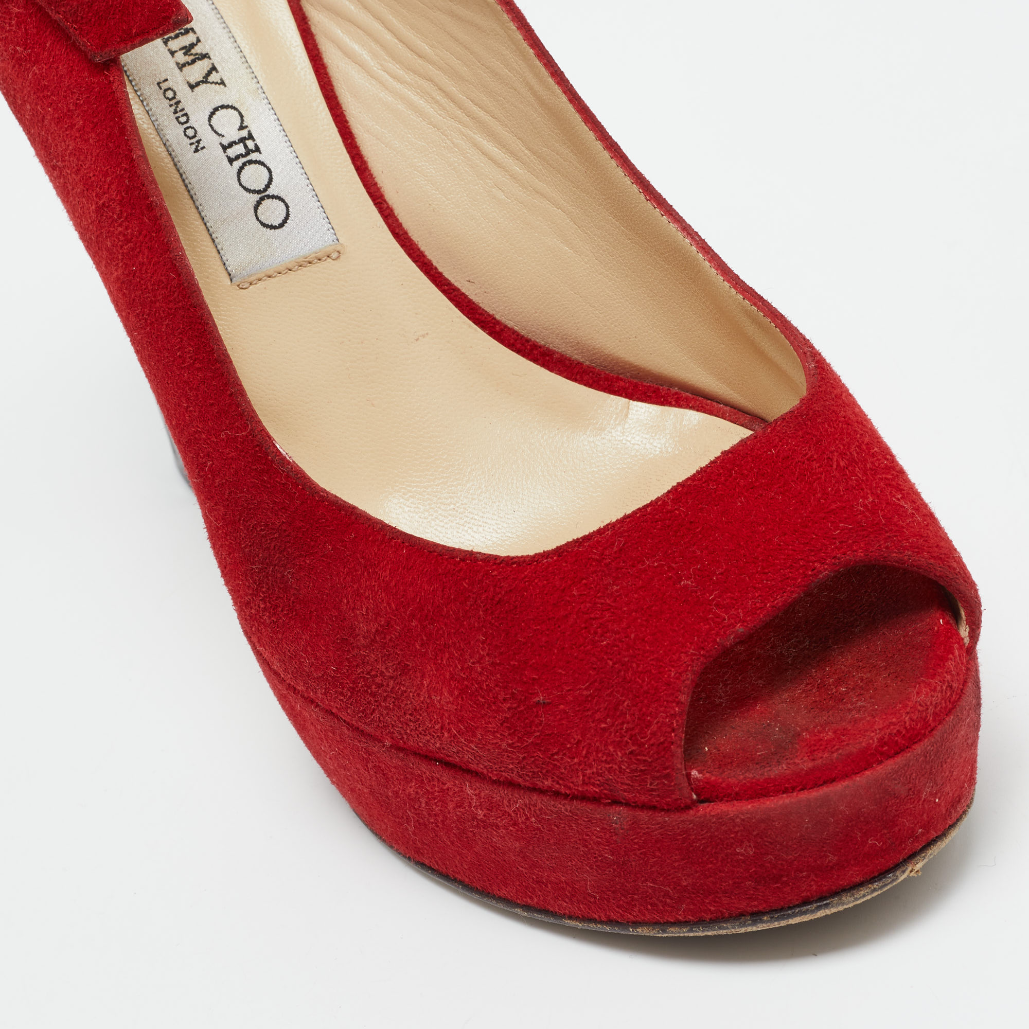 Jimmy Choo Red Suede Lexy Slingback Sandals Size 38