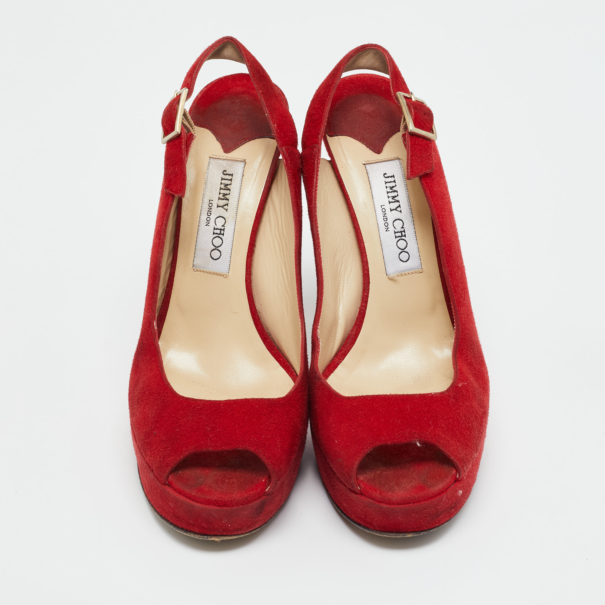 Jimmy Choo Red Suede Lexy Slingback Sandals Size 38