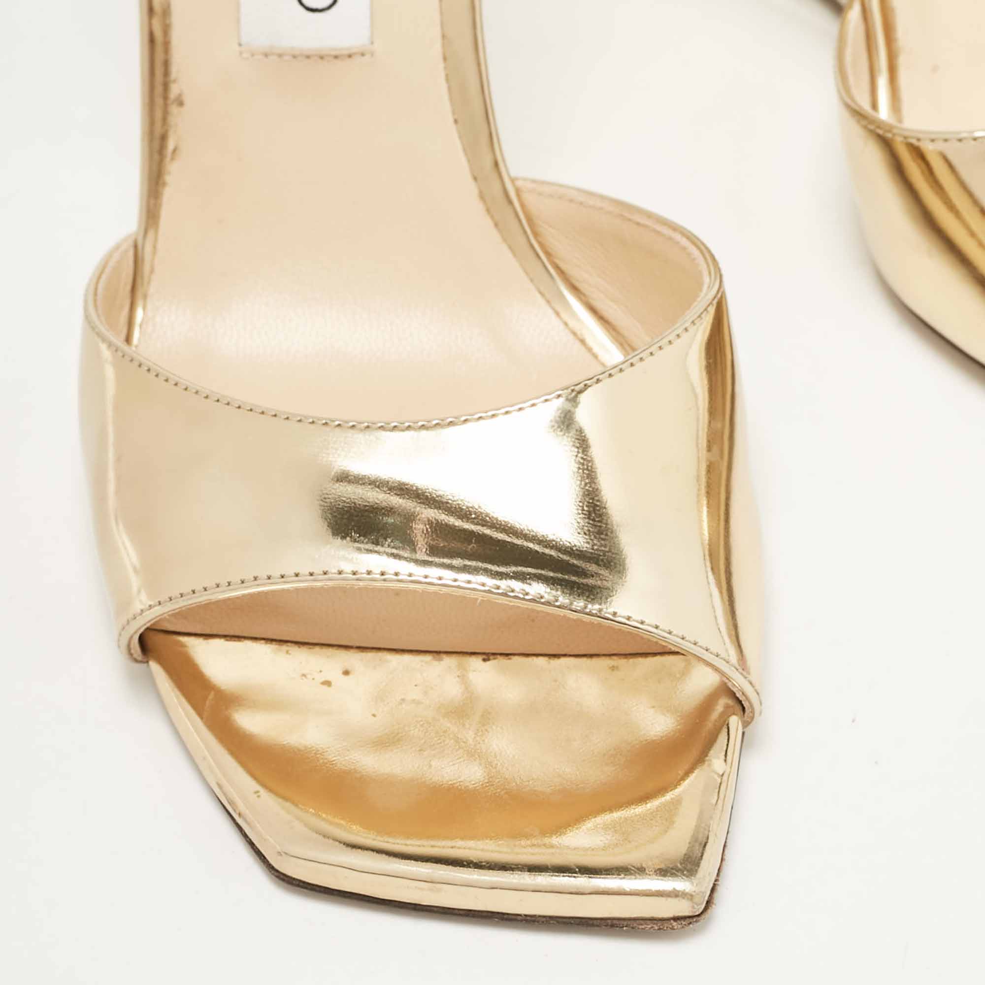 Jimmy Choo Gold Leather Wedge Sandals Size 38.5