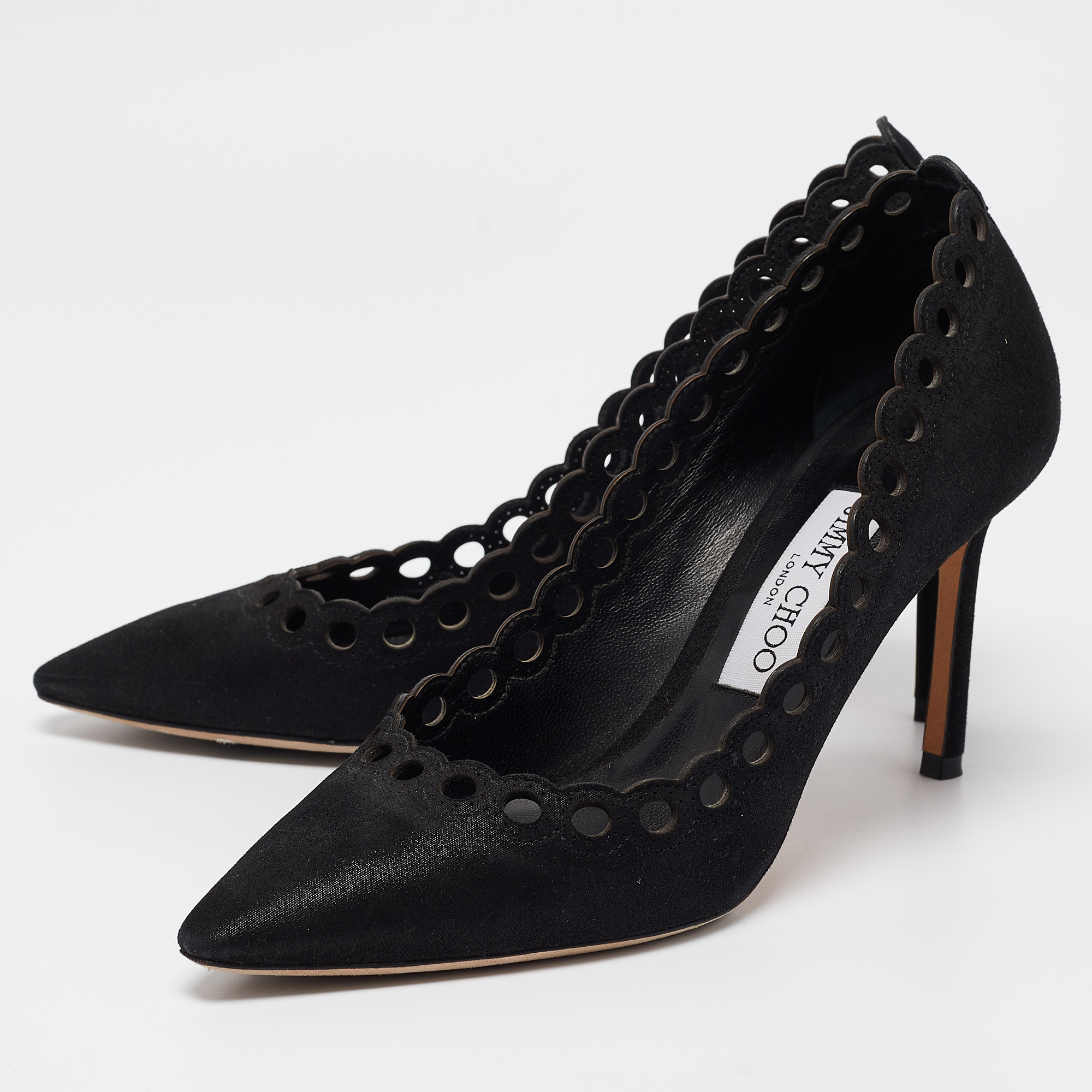 Jimmy Choo Black Suede Pointed Toe Pumps Size 37.5