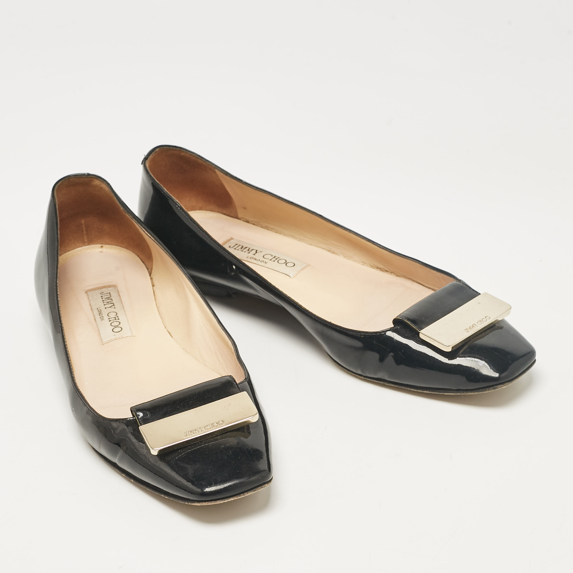 Jimmy Choo Black Patent Leather Ballet Flats Size 40